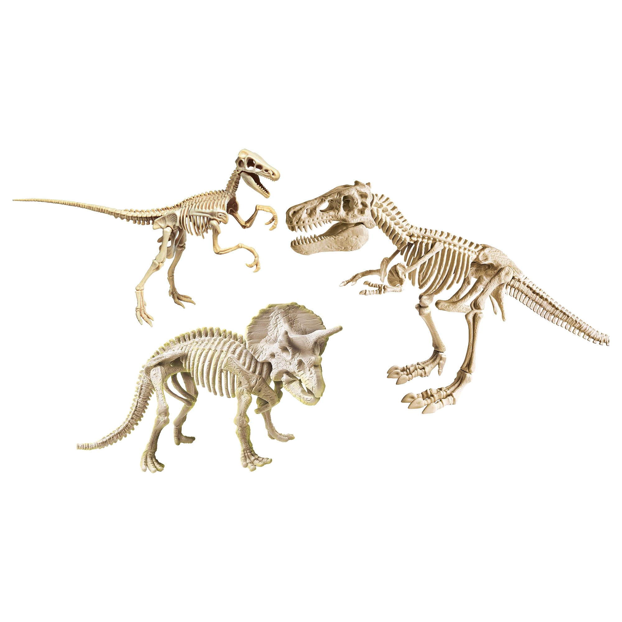 Clementoni- Ciencia y juego: Arqueo Ludic Dinosaurios Legendario – T-Rex, el Velociraptor y el Triceratotop – Reúne y une a los fósiles – Estuche de arqueología – Juego científico – A partir de 7 años