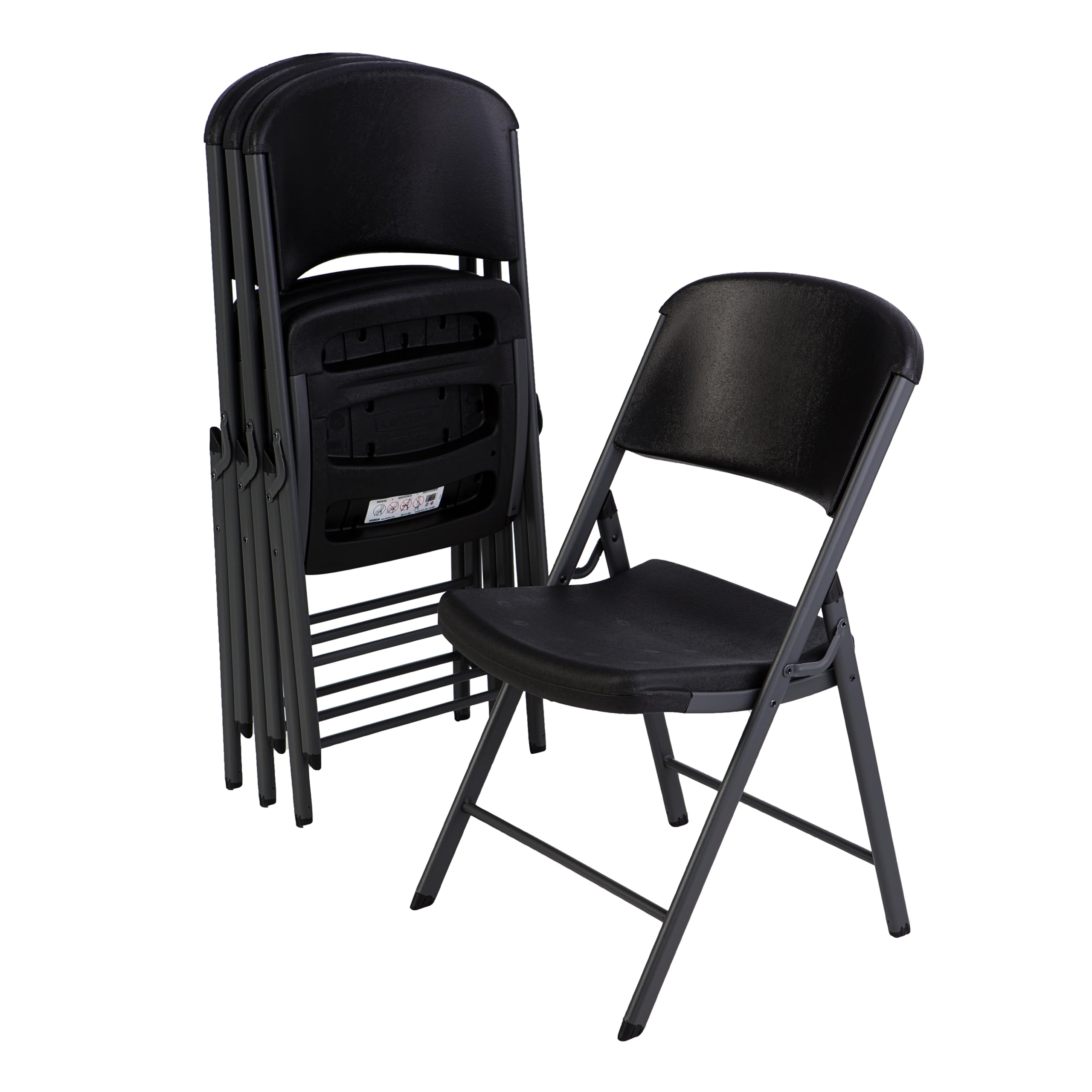 LIFETIME 80187 Commercial Grade Folding Chair, 4 Pack, Black