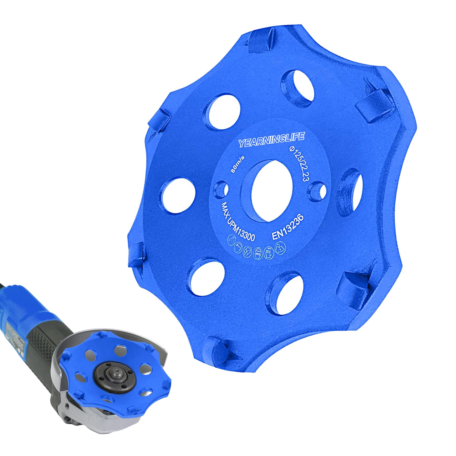 PKD PCD diamentowa tarcza szlifierska 125 mm, 6 segmentów, diamentowa tarcza szlifierska do szlifierek kątowych, szlifierek garnkowych, do klejenia płytek, powłok na granitu, kamieniu, betonie