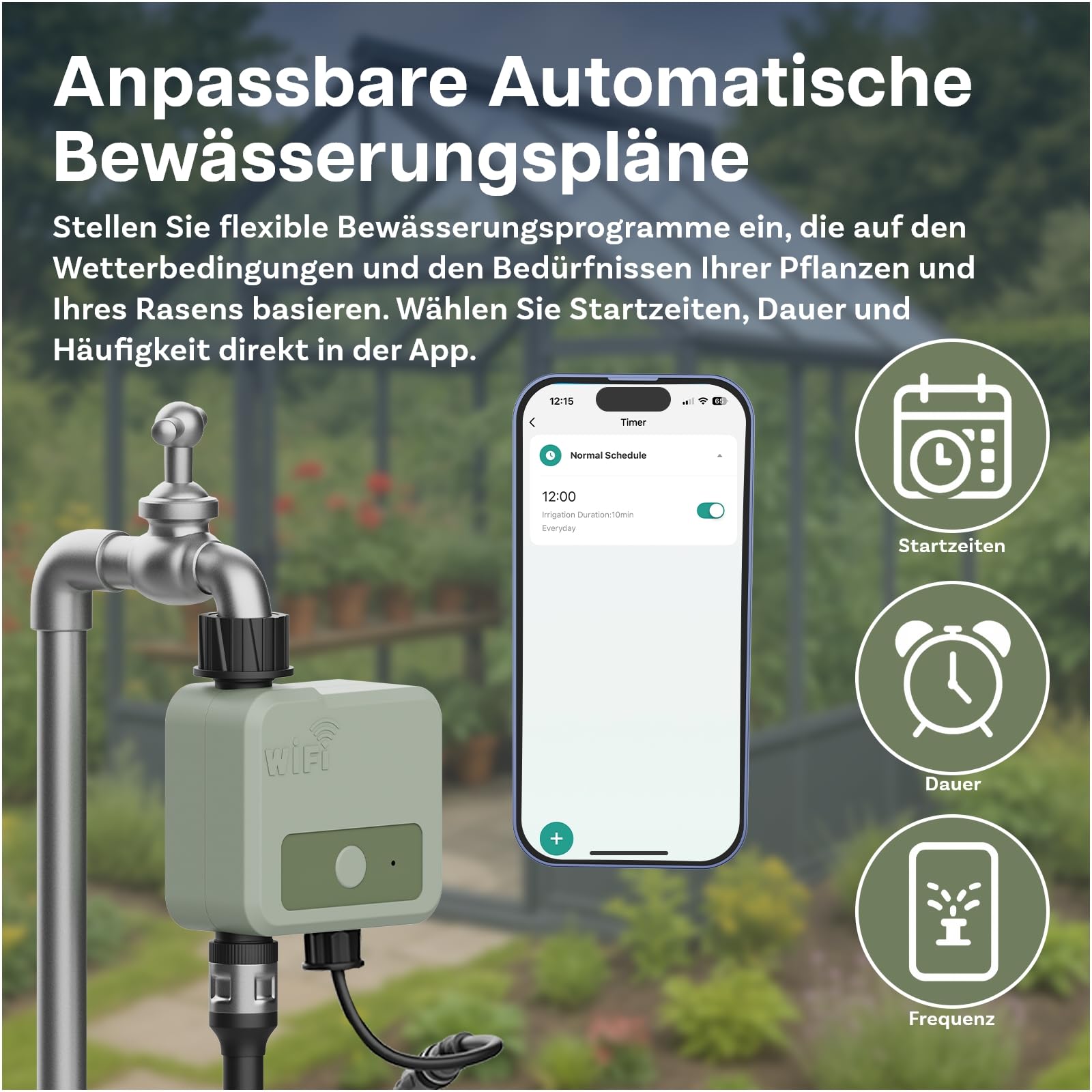 Smart WiFi Bewässerungscomputer von MMOBIEL – Solar- & USB-betriebene Automatische Bewässerungssteuerung - 30m Reichweite, Flexibler Bewässerungsplan, Wetterfest, Einfaches Setup für Garten & Rasen