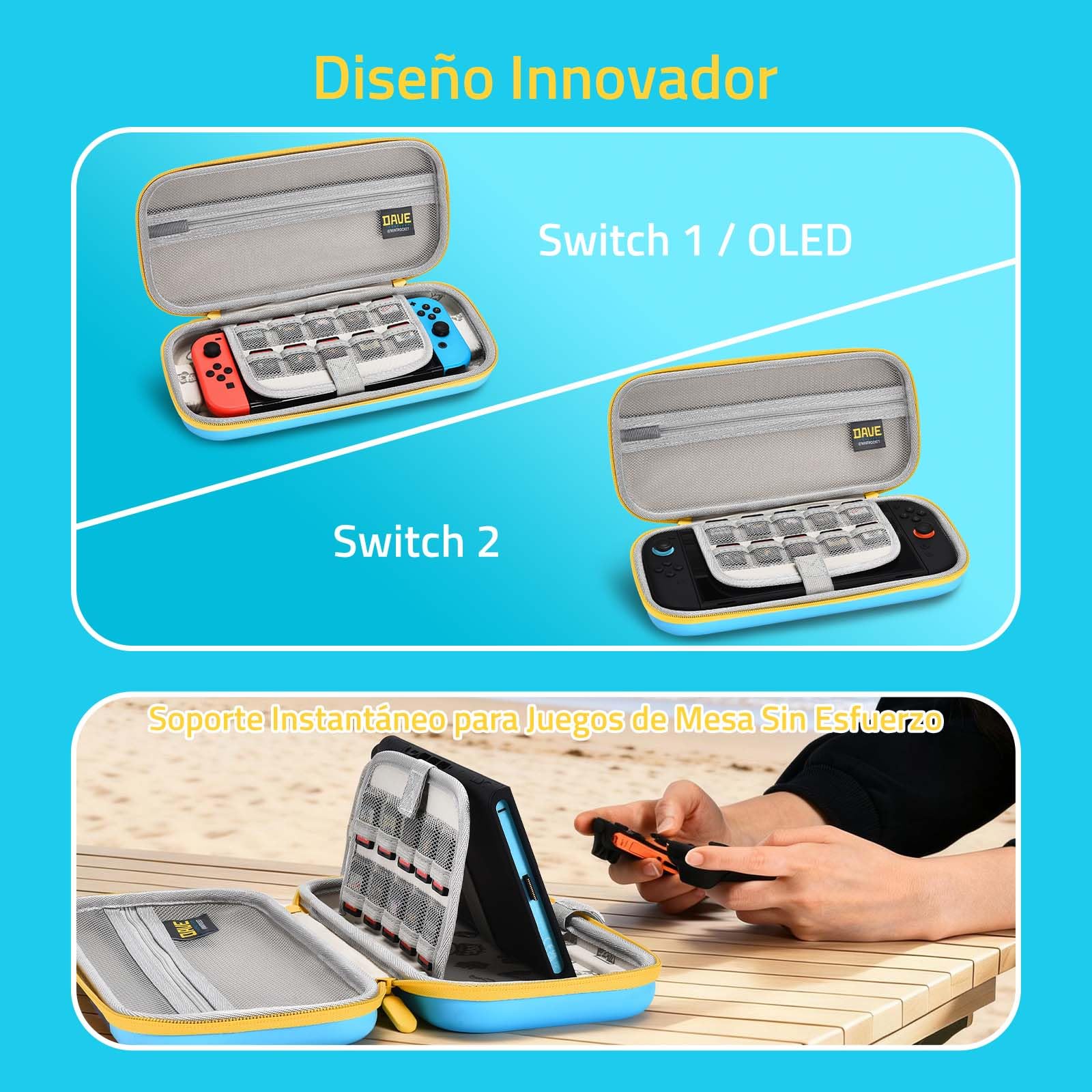 FUNLAB Funda de Transporte rígida para Nintendo Switch 2, Estuche Todo en uno con 10 Ranuras para Juegos, Almacenamiento Inteligente para Accesorios, Interior Suave Protector, edición Dave The Diver