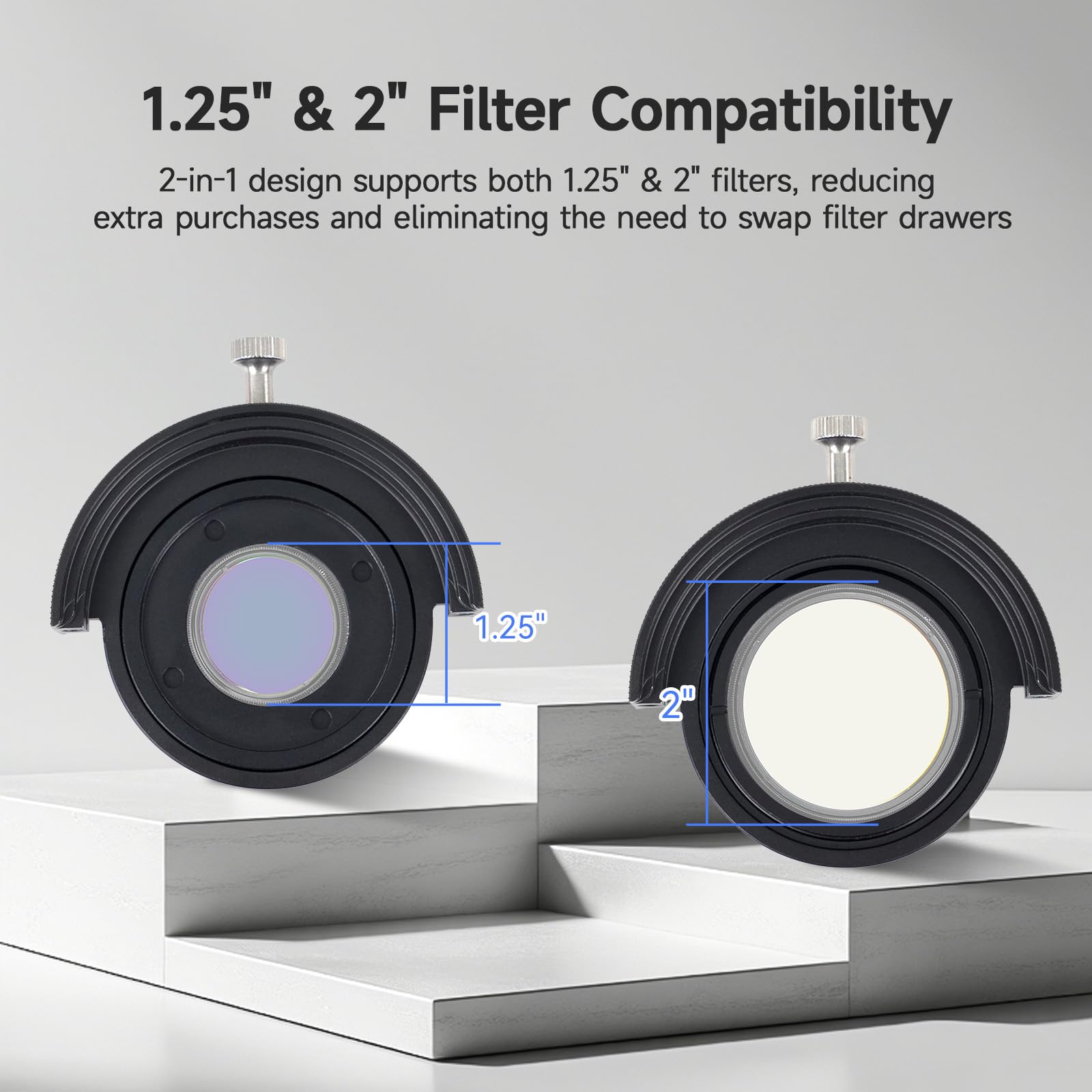 Svbony SV226P Tiroir à Filtre pour Télescope M42-M48, Porte Filtre Supporte 1,25'' et 2'', Douze Filetages Femelles M2.5 pour OAG, Accessoires pour Télescopes L'astrophotographie du Ciel Profond