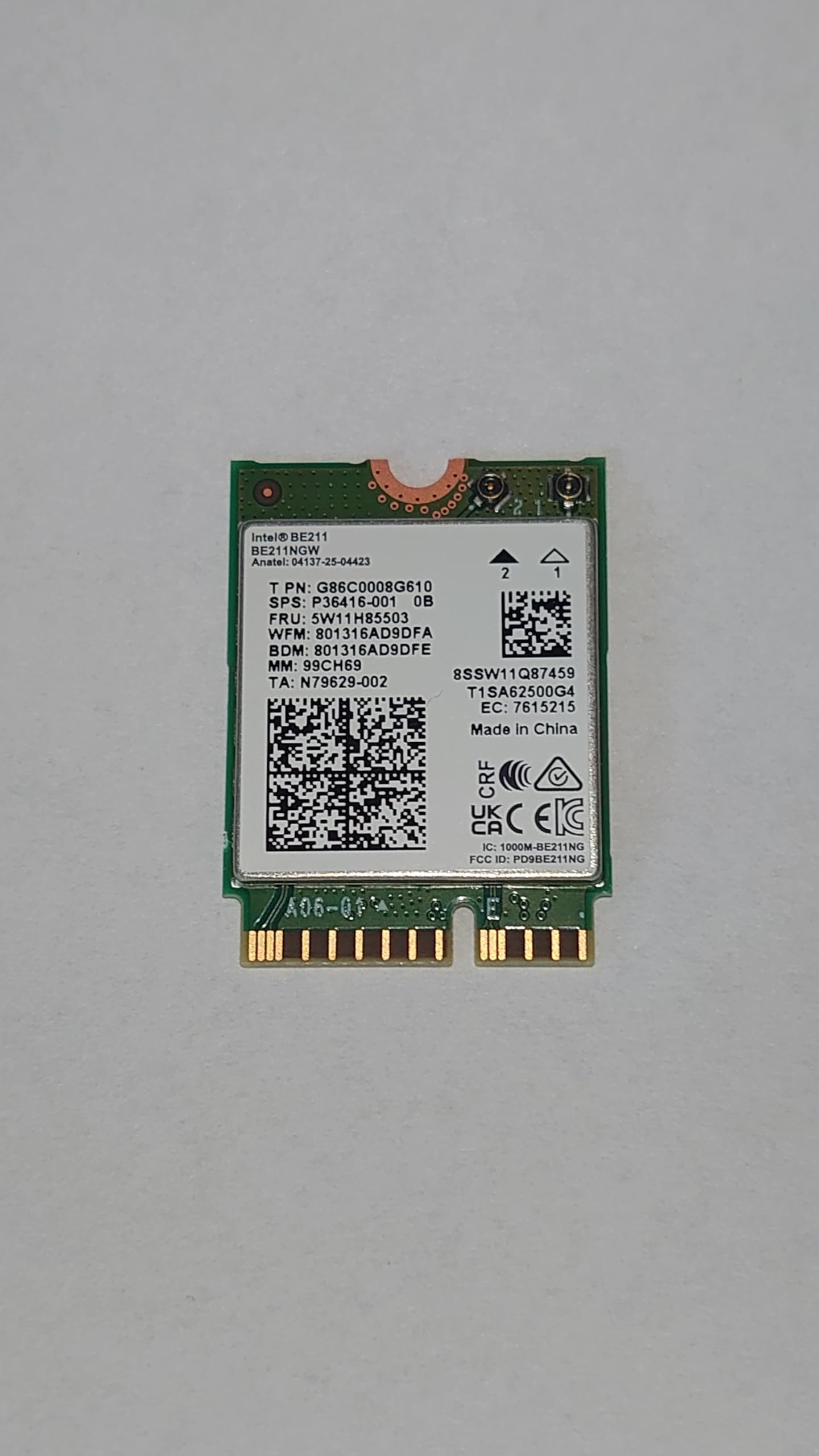 Carte Wi-Fi 7 Intel R2 BE211 Bluetooth Tri-Band M.2-2230 module réseau interne ordinateur portable
