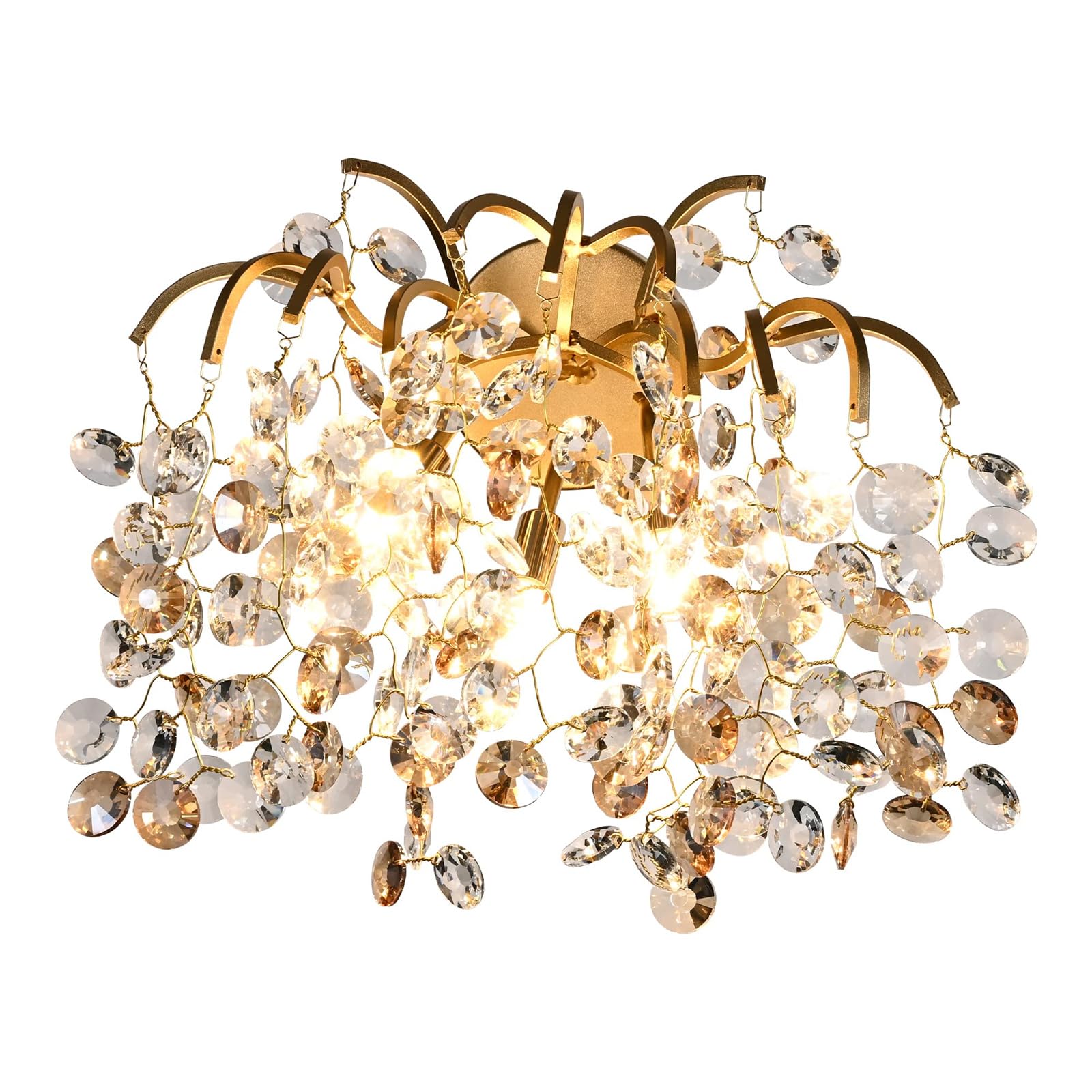 MESOVFCA Gold Crystal Wall Sconces, 3 Lights Tree Branch Crystal Wall Light Fixtures for Bathroom Vanity Bedroom Living Room Dining Room Entryway