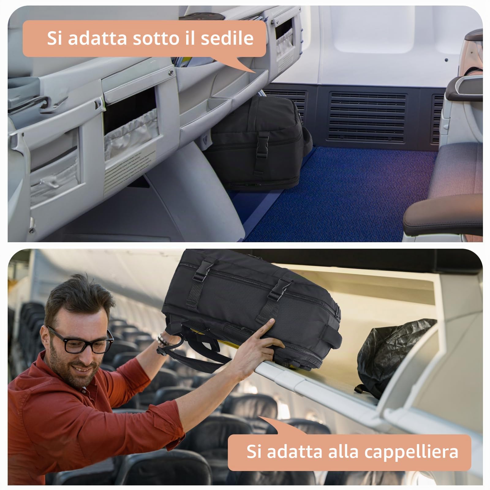 KIRFEIHT Bagaglio a Mano 40x20x25 per Ryanair Zaino da Viaggio Aereo Piccolo - Borsa da Viaggio per Cabina, Zaini Universali per Uomo e Donna per Scuola Trekking Lavoro - Nero