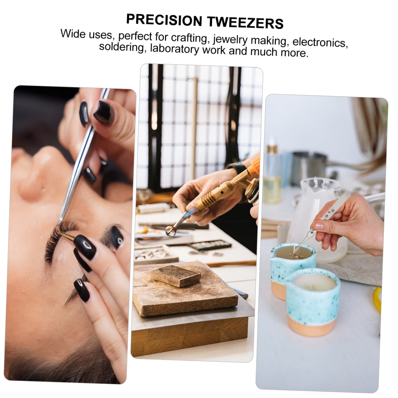 NUOBESTY 3 Set Pinzette Di Precisione Per Pinzette Pinzette Saldatura Mestiere Saldare Attrezzo Utensili Attrezzi Pinzette Elettroniche Argento Acciaio Inossidabile 5 Pezzi * 3
