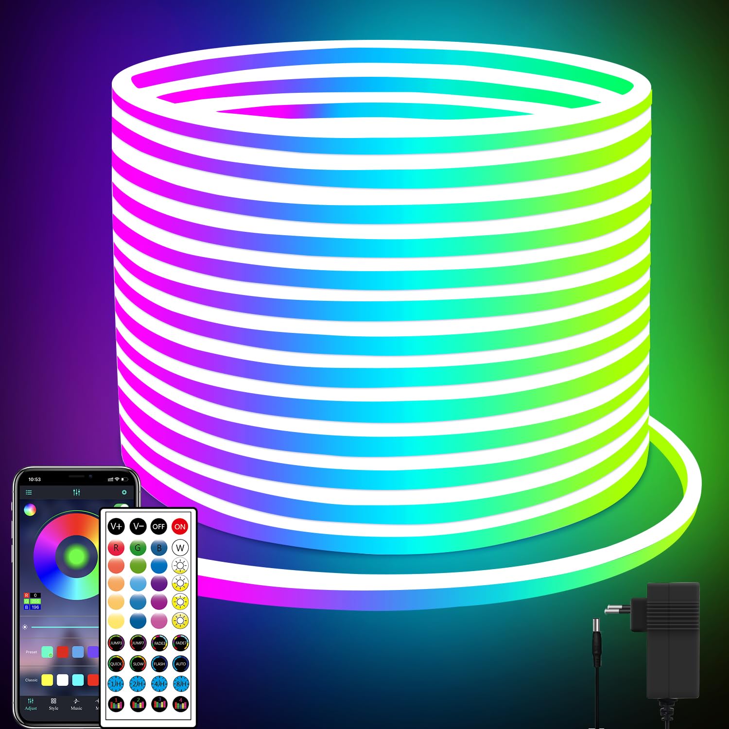 segrass 20M Neon LED Strip IP65 Wasserdichte LED strip für Schlafzimmer Flexible LED Lichtstreifen mit Remote/APP Steuerung RGB Lichtstreifen für Innen Innen Außen Schlafzimmer Zimmer Home Décor
