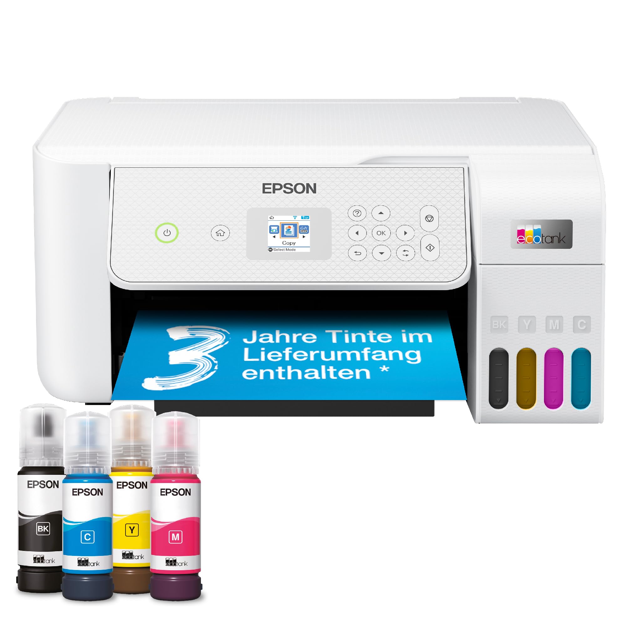 EcoTank ET-2876 - Impresora de Tinta multifunción Wi-Fi A4 con un Stock de Tinta Incluido de hasta 3 años