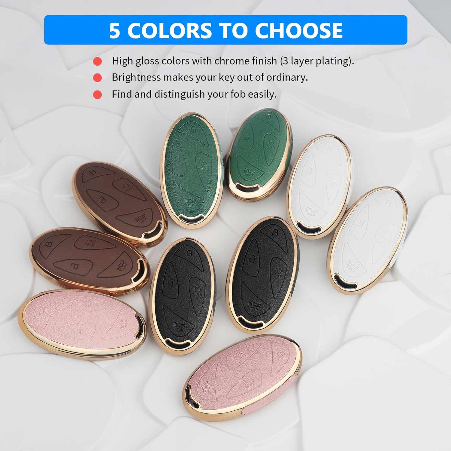 QBUC for Hyundai Key Fob Cover with Key Chain, Upper Leather + Soft TPU Car Key Case for Hyundai Ioniq 6 Grandeur GN7 KONA Elanrtra Santa Fe Tucson (2023-2025) Sonata (Brown, 7 Buttons) - Image 6