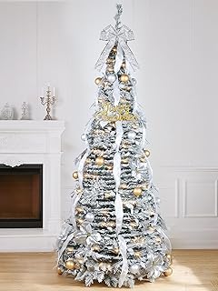 Flocked Pre-lit Pop-Up Christmas Tree