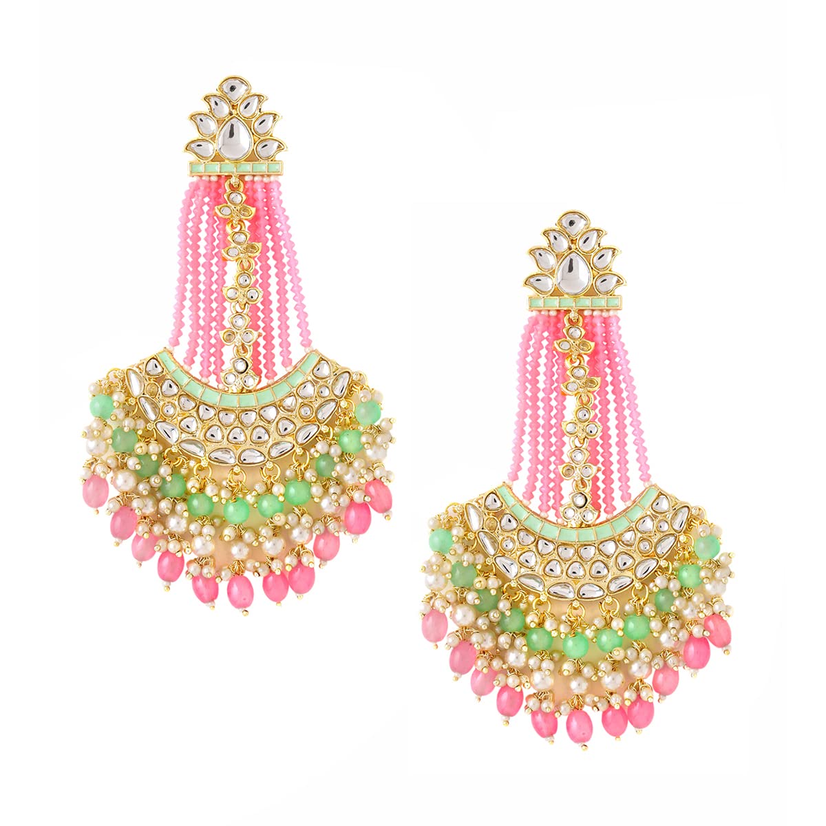 Yellow Chimes Earrings for Women Gold Toned Kundan Studded Green and Pink Beads Drop Chandbali Earrings for Women and Girls (B0BDVHDZJL) Amazon Price History, Amazon Price Tracker