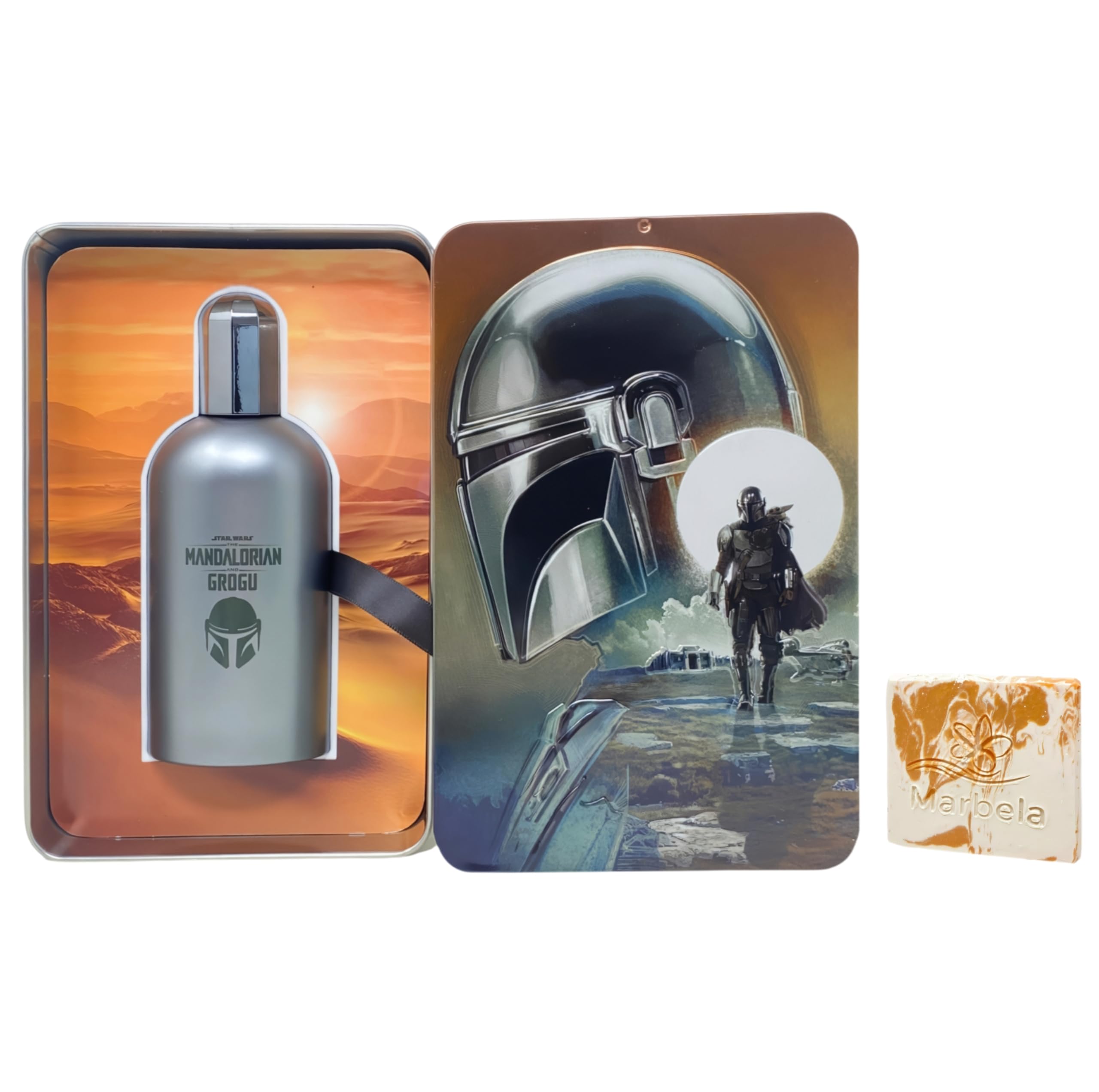 Bath & Body Works Limited Edition - The Mandalorian and Grogu - Bounty Hunter Cologne (3.4 fl oz / 100 ml) with a Peach Gardenia Sample Soap