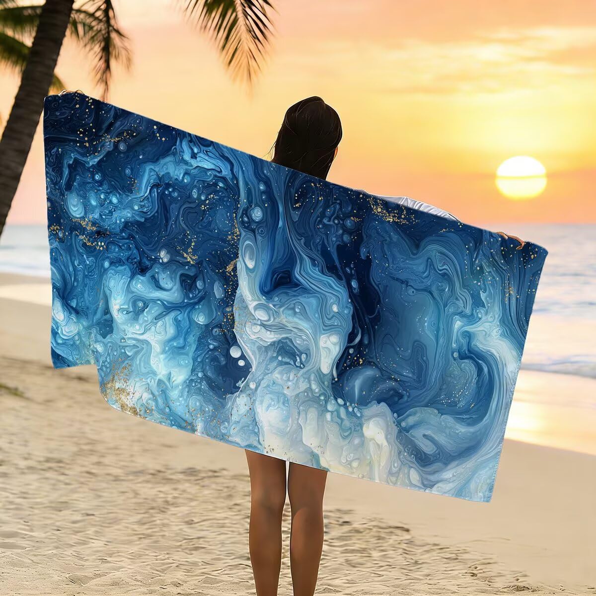 Telo Mare Microfibra, Telo Mare Grande 100x200cm 2 Pezzi, Asciugamano Palestra Donna Asciugatura Rapida, Antisabbia Asciugamano Microfibra, Leggero Asciugamani Palestra per Regalo (nordico) -4326
