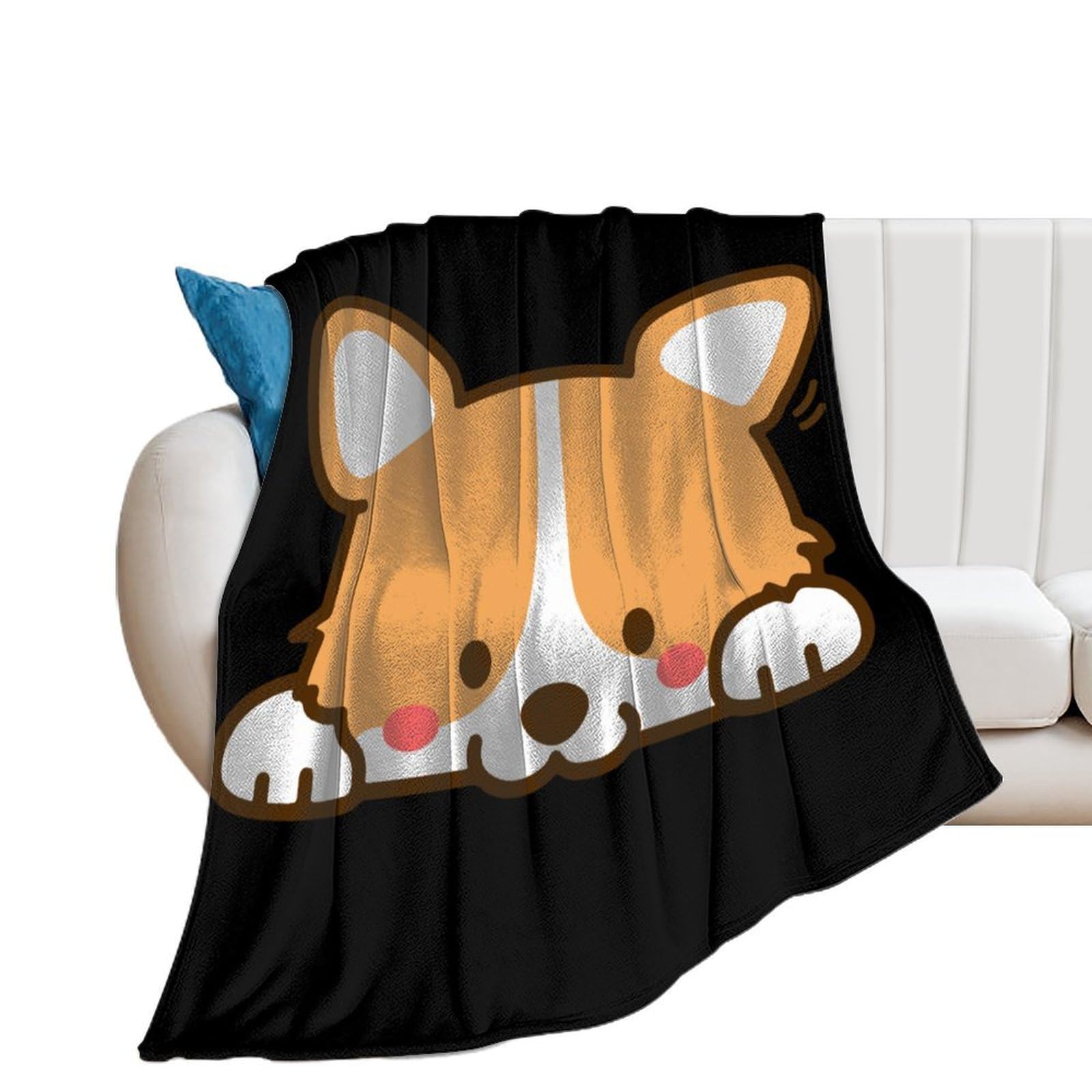 Cute Dog Corgi Flannel Blanket Soft Throw Blankets Bed Couch Sofa Travel