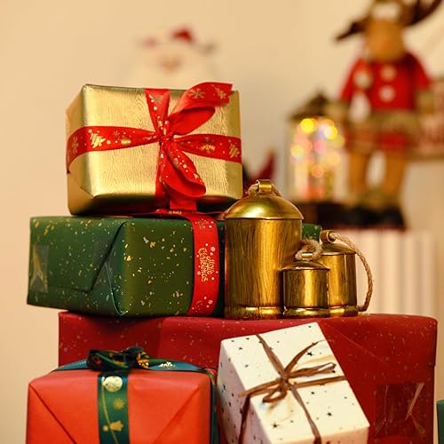 Miniatura 2 de Christmas Bells, Vuskly Set of 3 Gold Bells Metal Tibetan Bells with Jute Hanging Rope Decorative Cow Bell,Perfect for Home Decor,Christmas