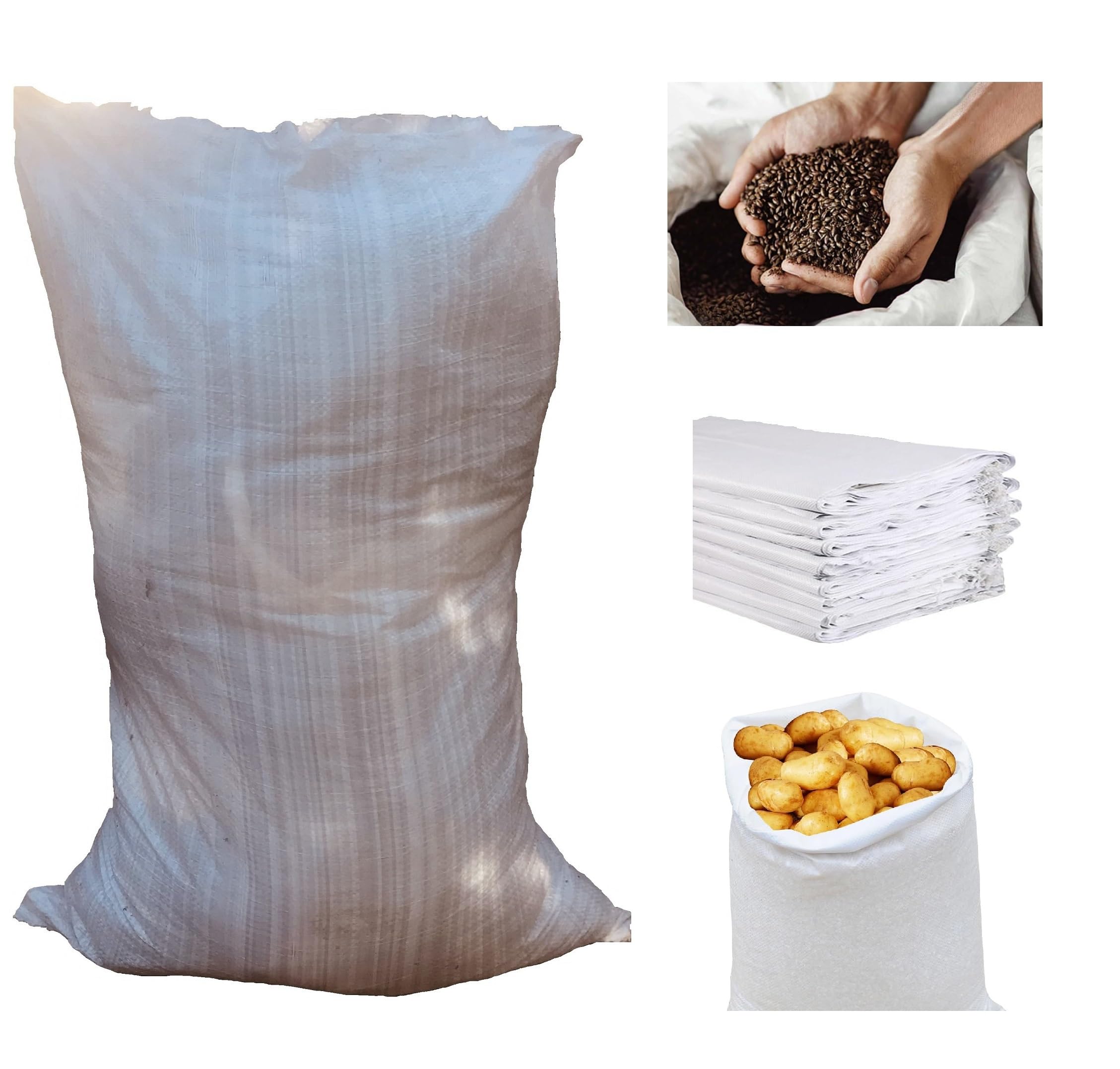Sac Gravat Chantier 60x90cm Supporte Jusqu'à 50 kg | Sacs en Polypropylène Tissé Sac à Feuilles pour Jardin | Boudin Anti Inondation Réutilisable Sandbag de Sable pour Lester (100)