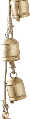 Miniatura 2 de Deco 79 Campanas decorativas de metal para interiores y exteriores, campanas de meditación de inspiración tibetana con 4 campanas en cuerda para