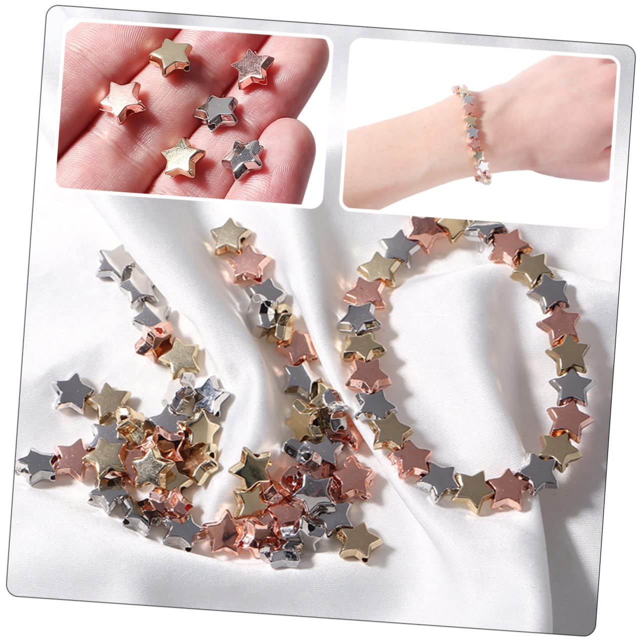 NUOBESTY 4 Sets Schmuckherstellungsset Sternförmige Lose Perlen Für Armbänder Abstandsperlen Materialperlen Für Schmuck 300 Stück * 4