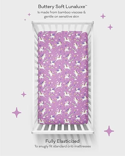 Miniatura 4 de Little Sleepies Sábana bajera para cuna, viscosa de bambú, totalmente elástica, unicornios de Sienna