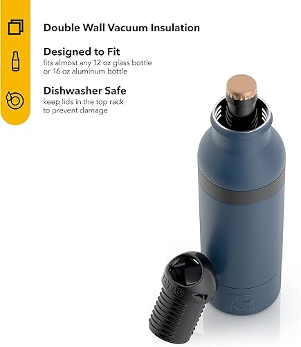 Miniatura 2 de RTIC Enfriador de botellas con abrebotellas integrado, azul marino, se adapta a casi cualquier botella de vidrio de 12 onzas o botella de aluminio