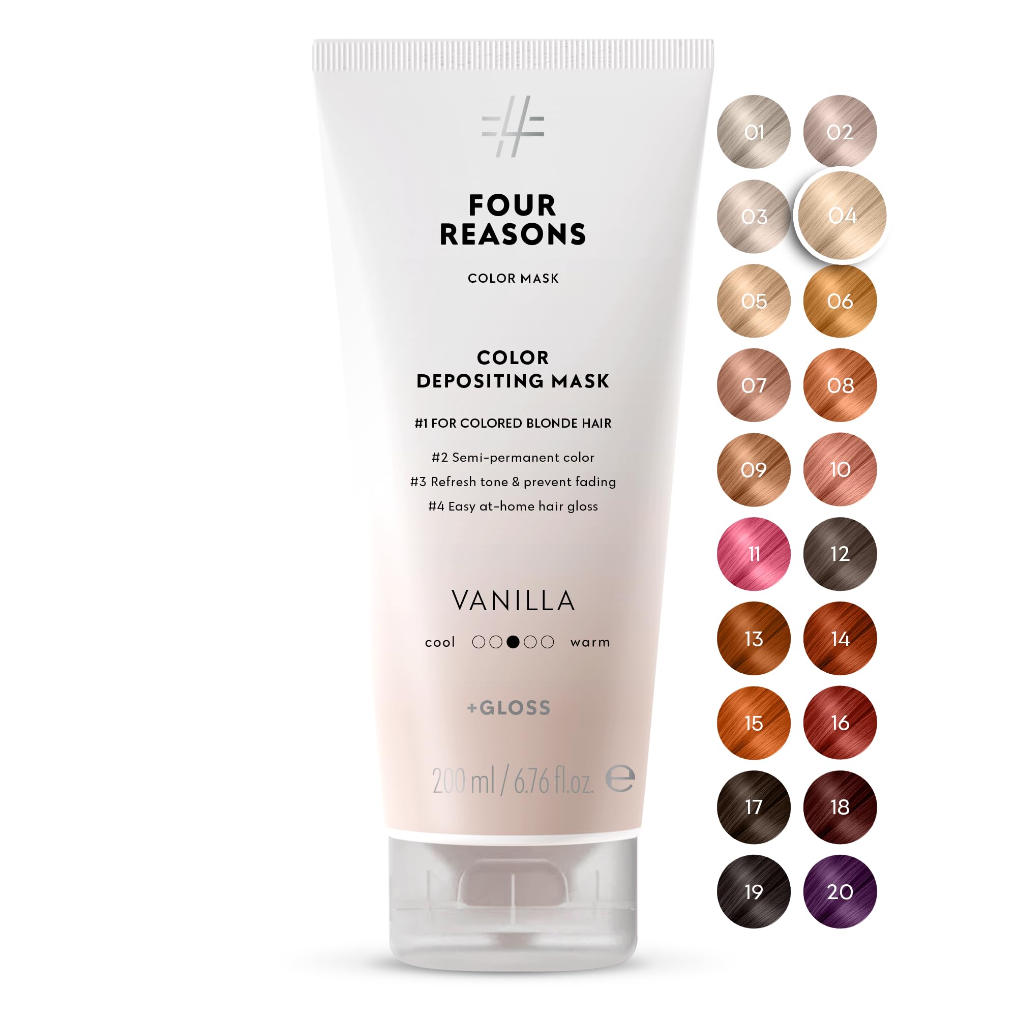 Four Reasons Hair Dye Balsamo – Vanilla Blonde – Balsamo naturale e inchiostro intensivo per capelli – Semi Permanent Blonde Hair Colour – Intensive & Gentle Colours Tint