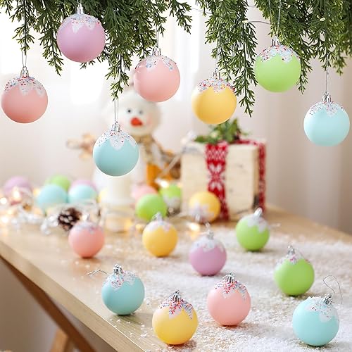 Gejoy 30 Piezas Bolas de Árbol de Navidad Candy Land Adornos de 2.36'' Goteo de Helado Decoraciones de Fiesta Chispitas Bombillas de Navidad en
