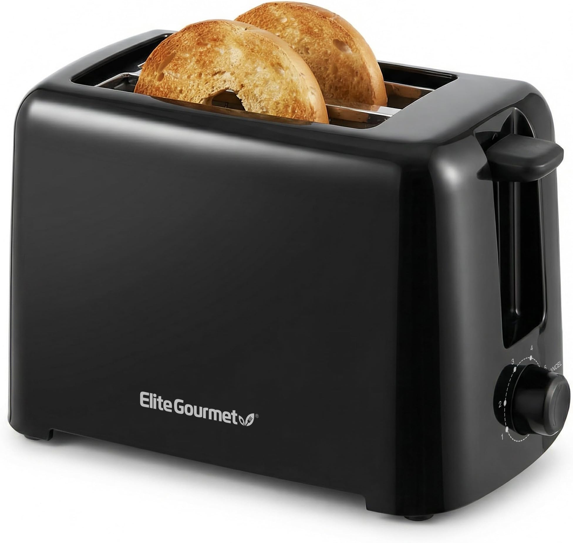 2-Slice Cool Touch Toaster – 6 Browning Levels, Extra Wide 1.25” Slots for Bagels & Thick Bread, Cancel Function, Compact, ETL Certified, Black
