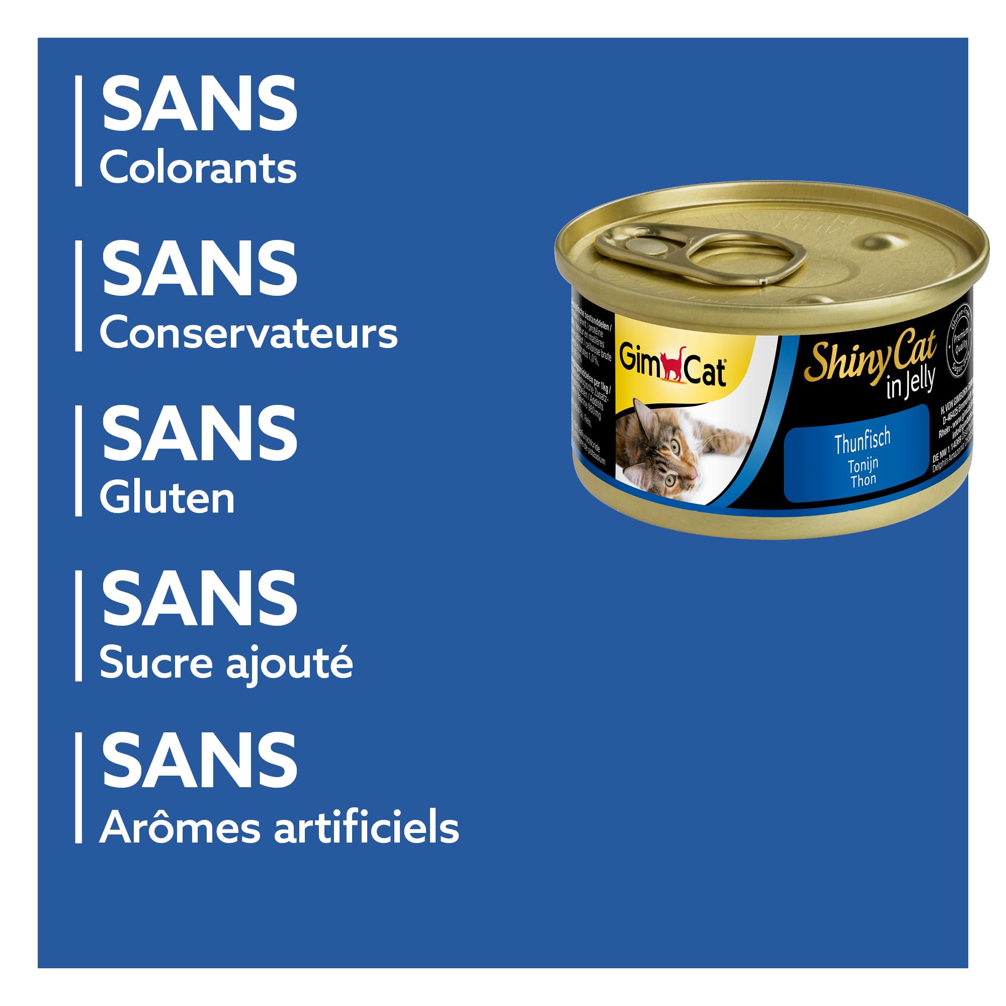 GimCat ShinyCat in Jelly Thon - Nourriture humide pour chats au poisson et à la taurine - 48 boîtes (48 à 70 g)