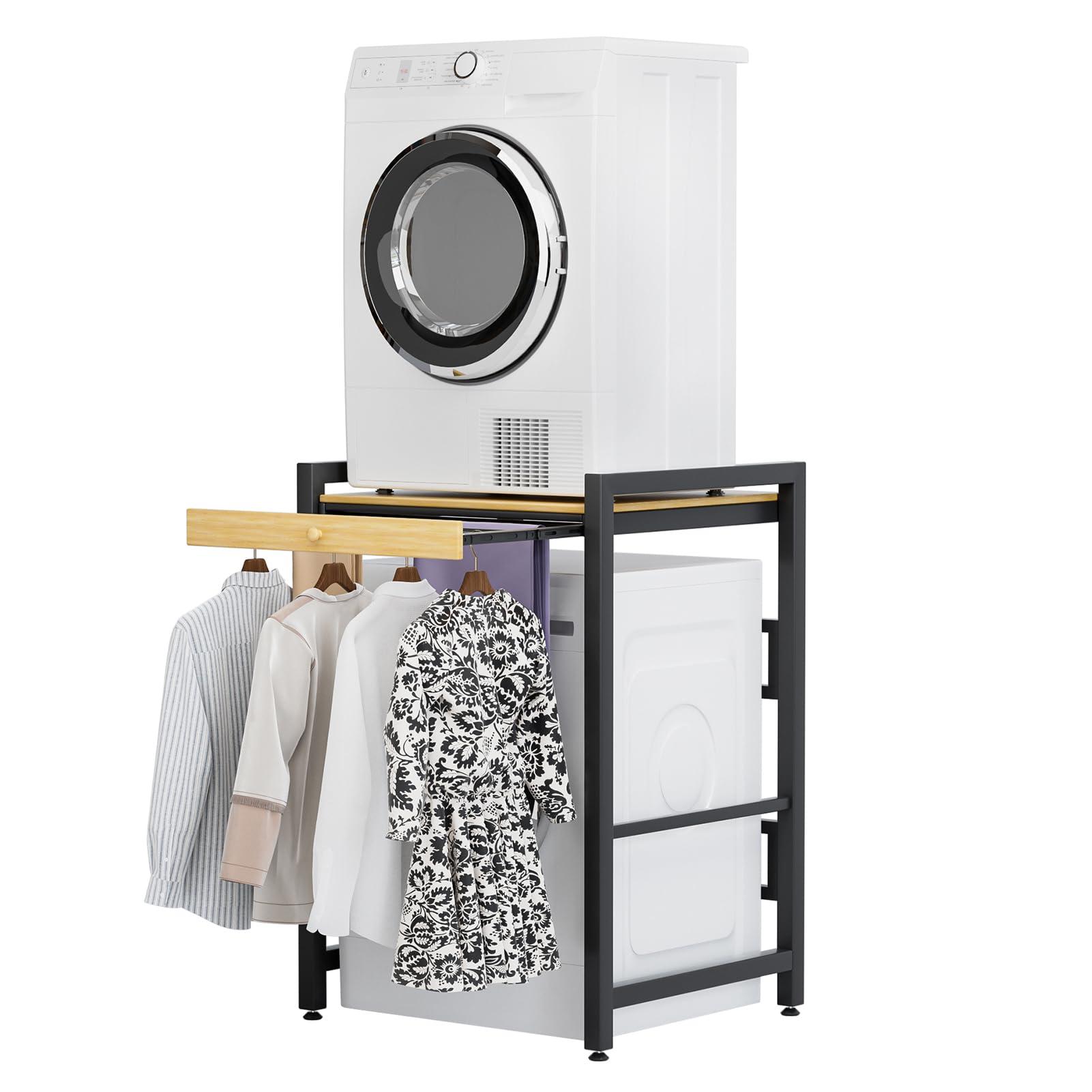 Kit de lavadora y secadora que ahorra espacio, unidad de lavado para lavandería, cocina y baño, capacidad de carga de 250 kg, color negro