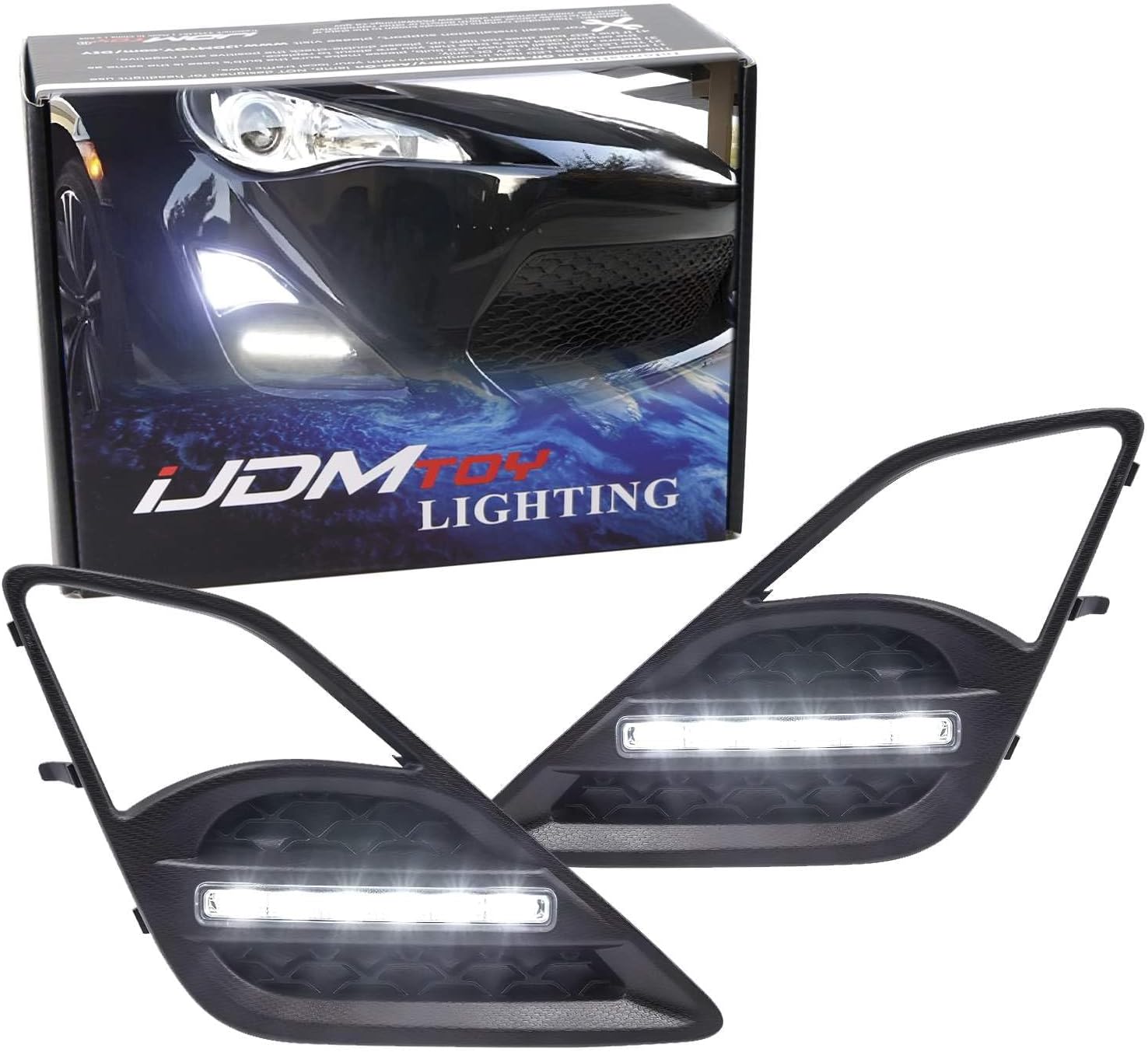 iJDMTOY OEM Fog Bezel Fit 6-LED High Power LED Daytime Running Lights DRL Kit Compatible with 2013-2016 Scion FR-S FRS