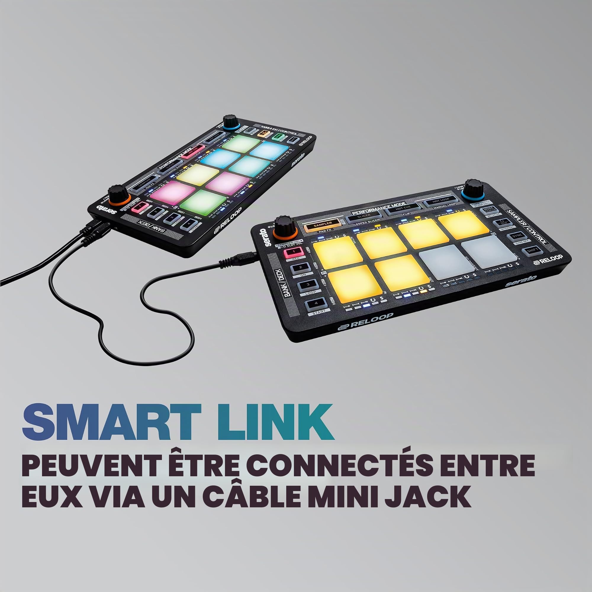 Reloop Neon - Contrôleur DJ USB supplémentaire avec pads de batterie de performance RVB sensibles à la vitesse, plug and play avec Serato DJ, (noir)