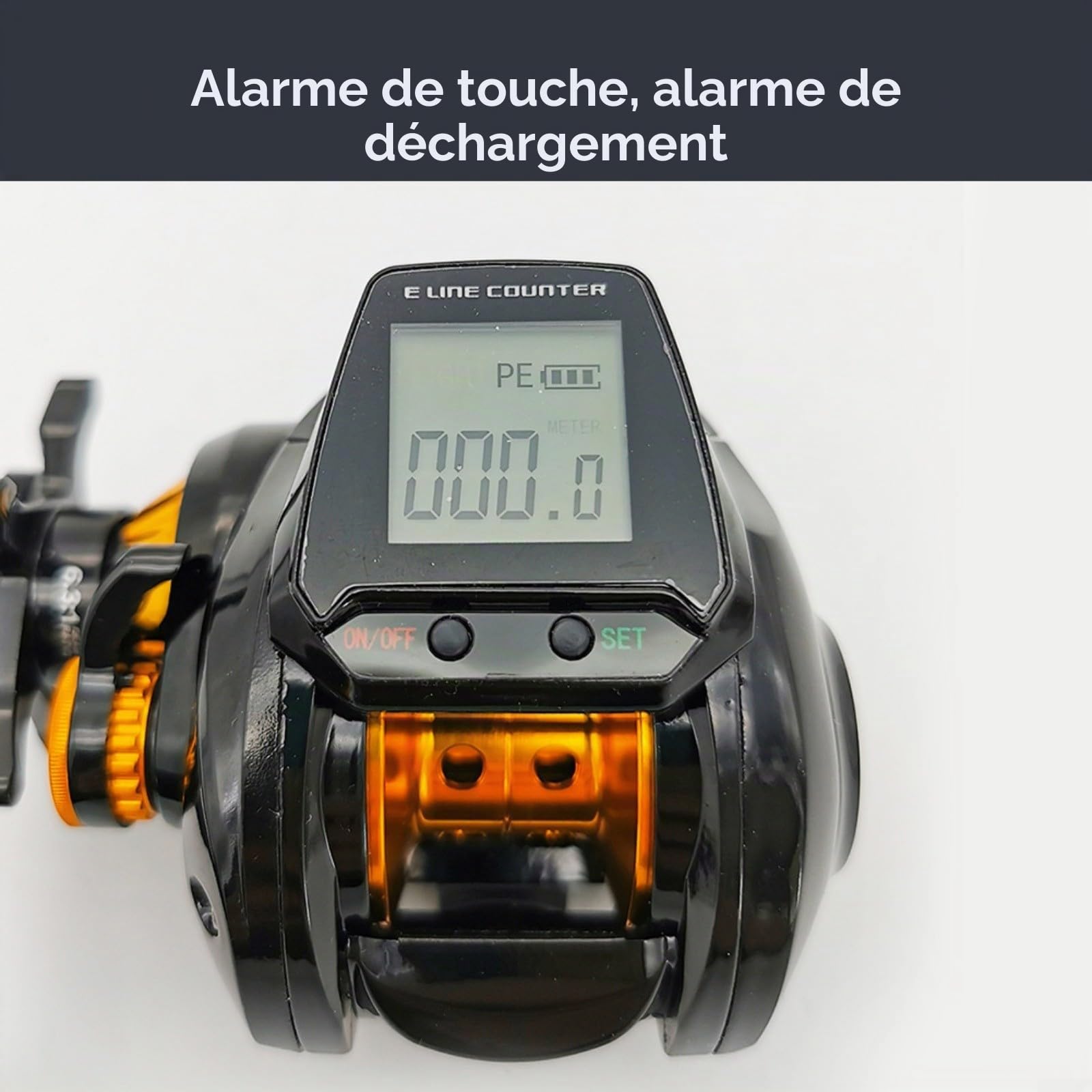 Moulinet électrique à appât en métal résistant à la avec système de freinage magnétique, Noir