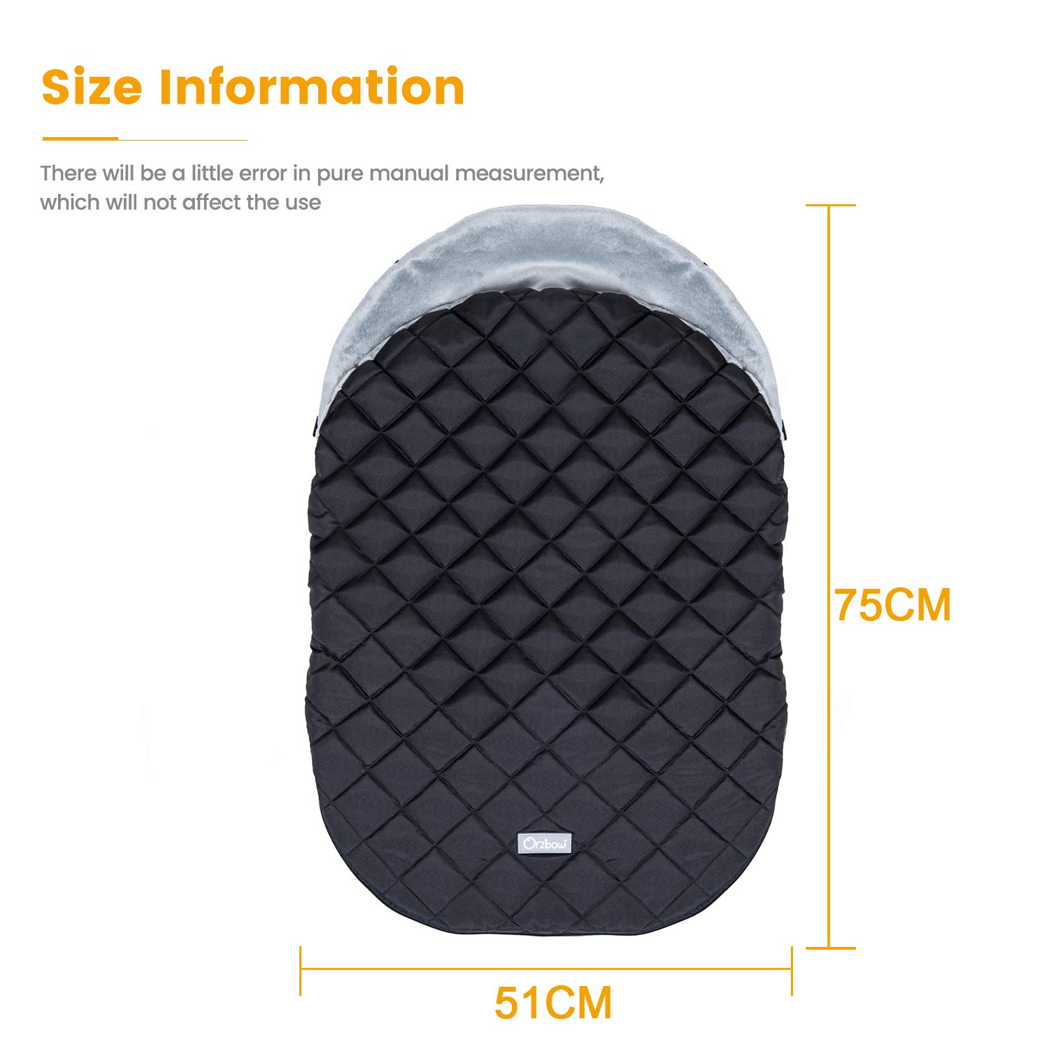 Orzbow Universale Sacco per Ovetto Invernale, Impermeabile Sacco a Pelo Termico per Seggiolino Auto (Maxi-Cosi/Römer/Cybex) con Imbracature a 3 e 5 Punti, Primavera e Autunno, Fodera Corta in Peluche