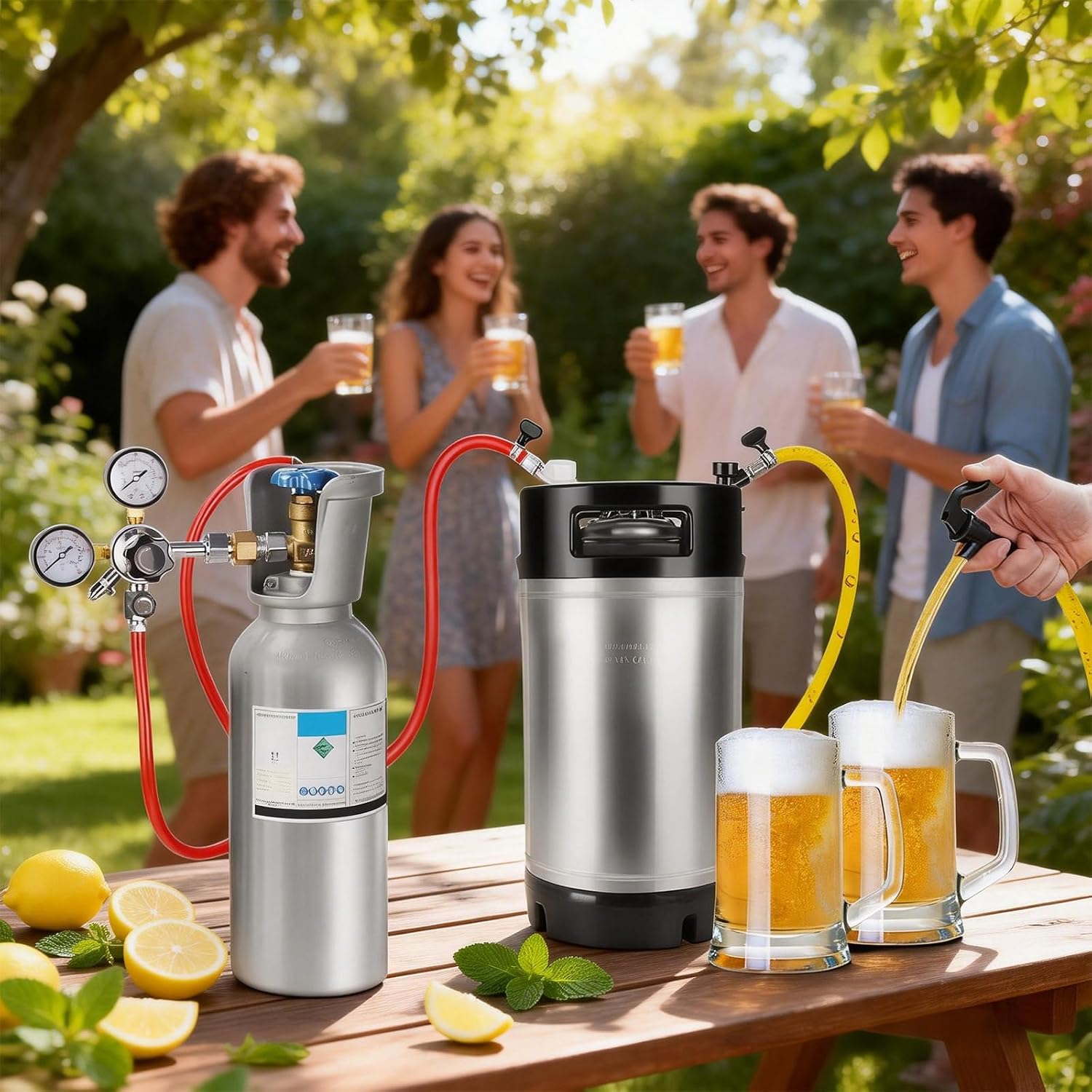 MRbrew 2 Pcs 2.5 gallon Ball Lock Kegs, Stainless Steel Corny Kegs with Dual Rubber Handles Stackable Design, Pressure Relief Valve 10L Cornelius Keg for Home Brewing