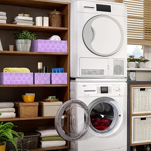 Miniatura 58 de Posprica Cestas de almacenamiento tejidas para organizar, pequeñas cestas negras de cubo organizador divisor para cajón, armario, estante, aparador,