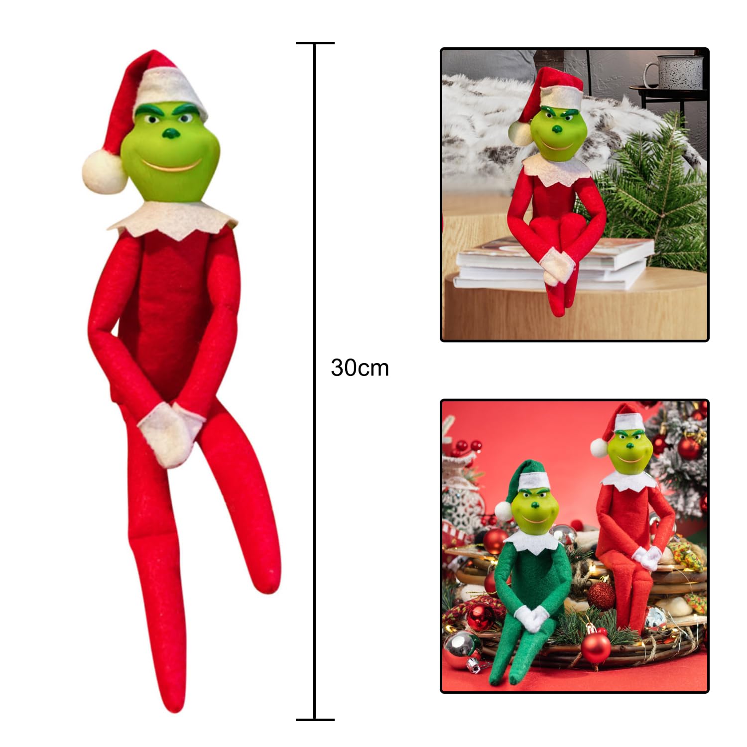 RmKbe Merry Christmas Stuffed Doll Green Monster Doll Christmas Stuffed Plush Toy Christmas Tree Dolls Christmas Elf Ornament for Boys and Girls (Green) - Image 2