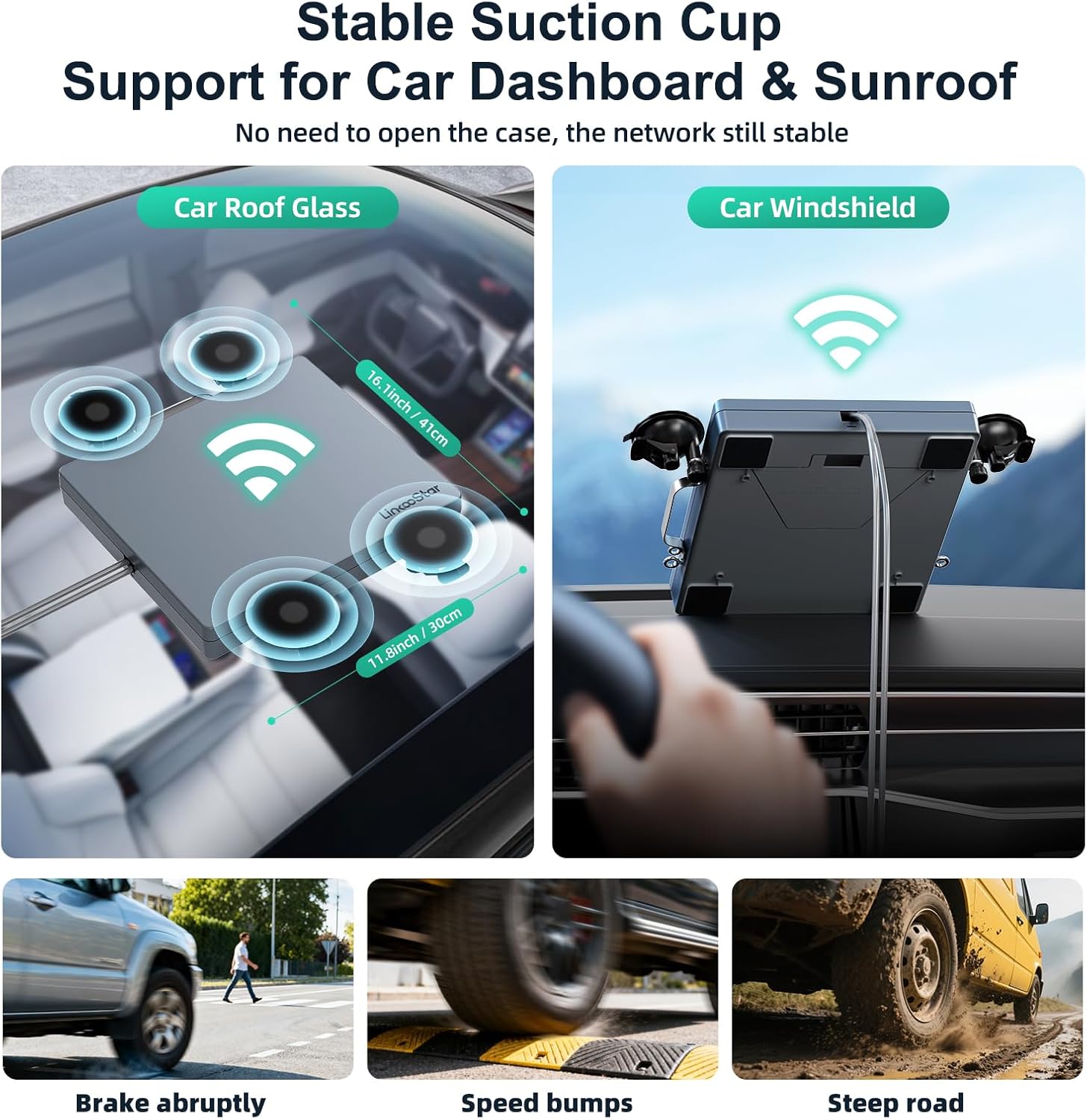 2026 for Starlink Mini Magnetic Roof Car Mount, ABS Case Strong Magnetic Base (200Lbs) & Suction Cup with Shoulder Strap - Quick Install, Weatherproof, Protective for RV, Camper Van, SUV, Boat, Grey