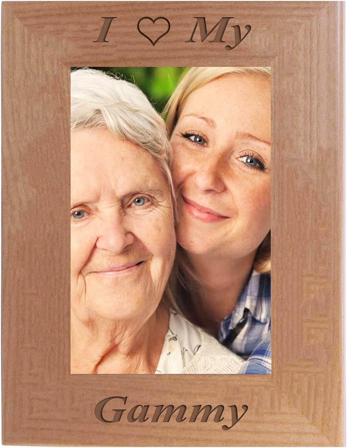 CustomGiftsNow I Love My Gammy Laser Engraved Wooden Wall Hanging/Tabletop 4x6 Picture Group Family Horizontal Landscape Natural Alder Wood Photo Frame