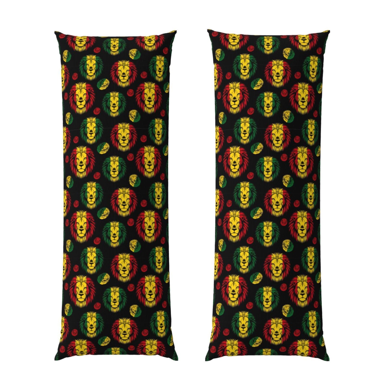 Body Pillowcase 20x60 Reggae Rasta Flag Lion, Soft Velvet Pillow Cover with Hidden Zipper, Wrinkle Resistant Cushion Case for Bedroom Home Sleeping