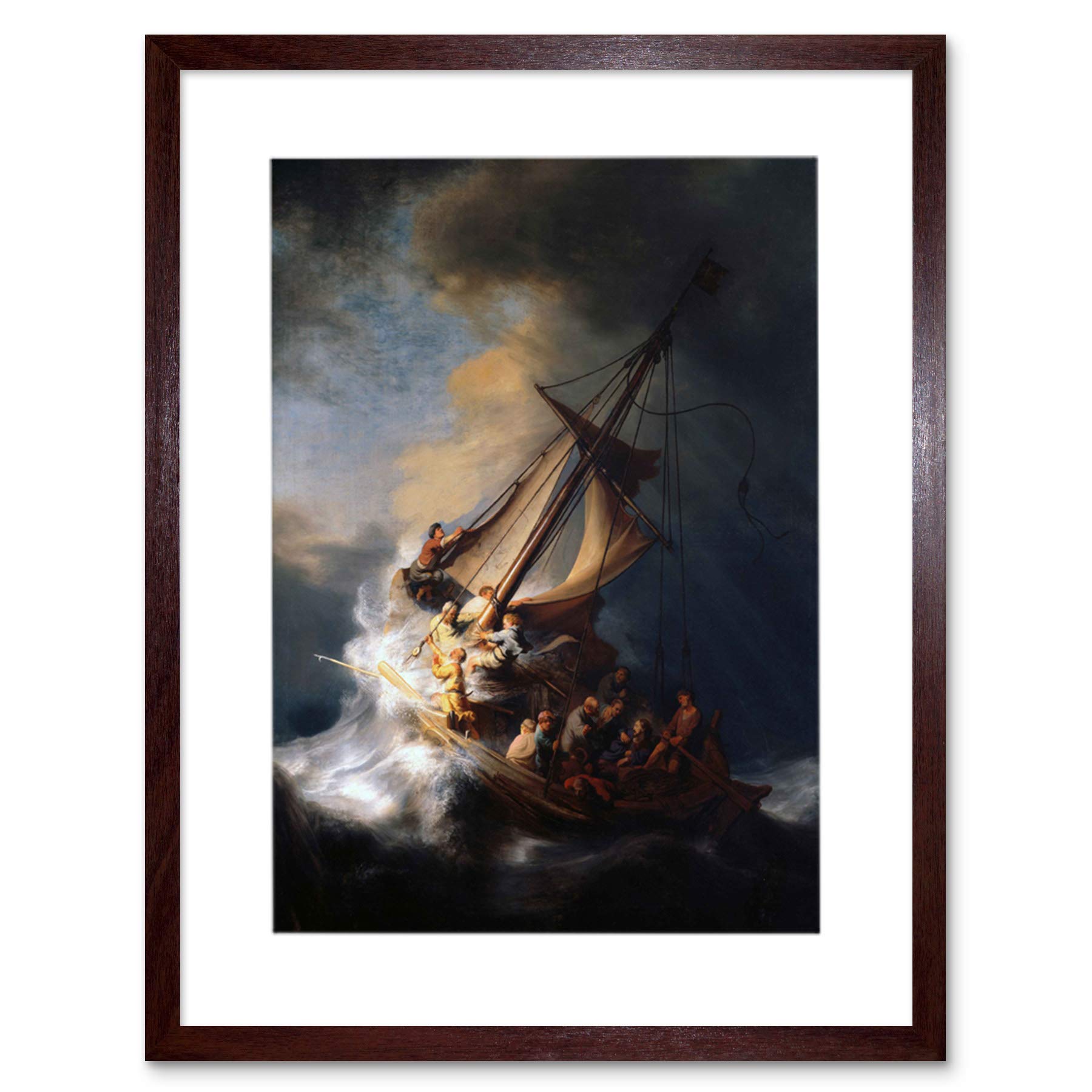 Wee Blue Coo Rembrandt Christ Storm Lake Galilee Painting Picture Framed Wall Art Print