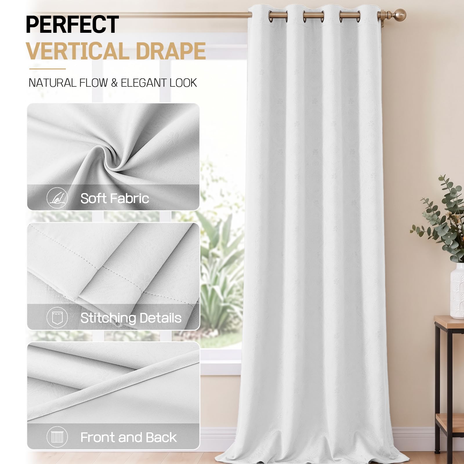 Ystyle Tende Oscuranti per Interni 2 Pezzi, 140x260 CM, Bianco