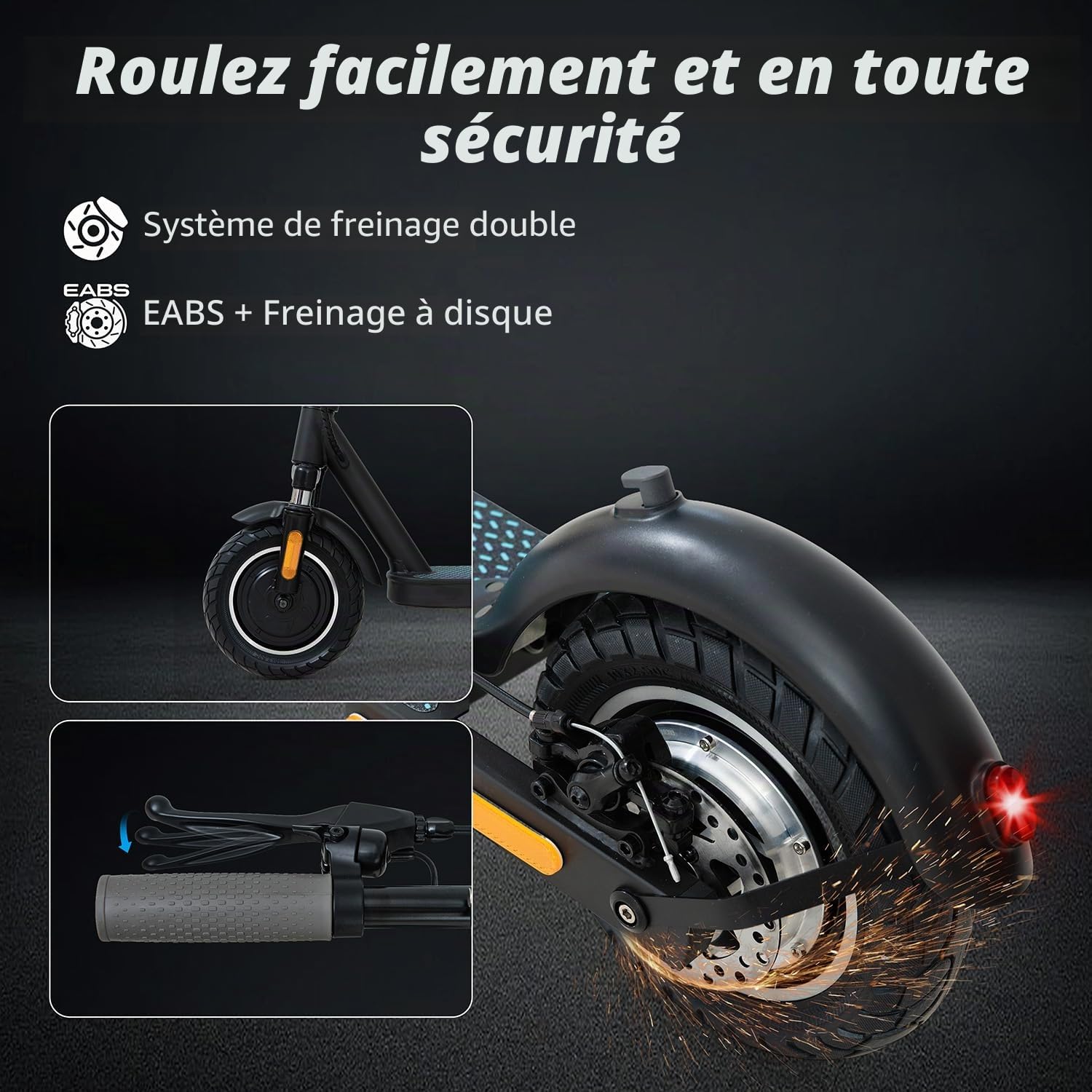 Trottinette Électriques,Moteur 1500W Puissante Sportive Professionnelle,10" Pneu Anti-crevaison, Batterie 13AH,autonomie de 25 à 35 km,Maximum 25km/h, Double Frein,Double Amortisseur,Charge Max 120kg