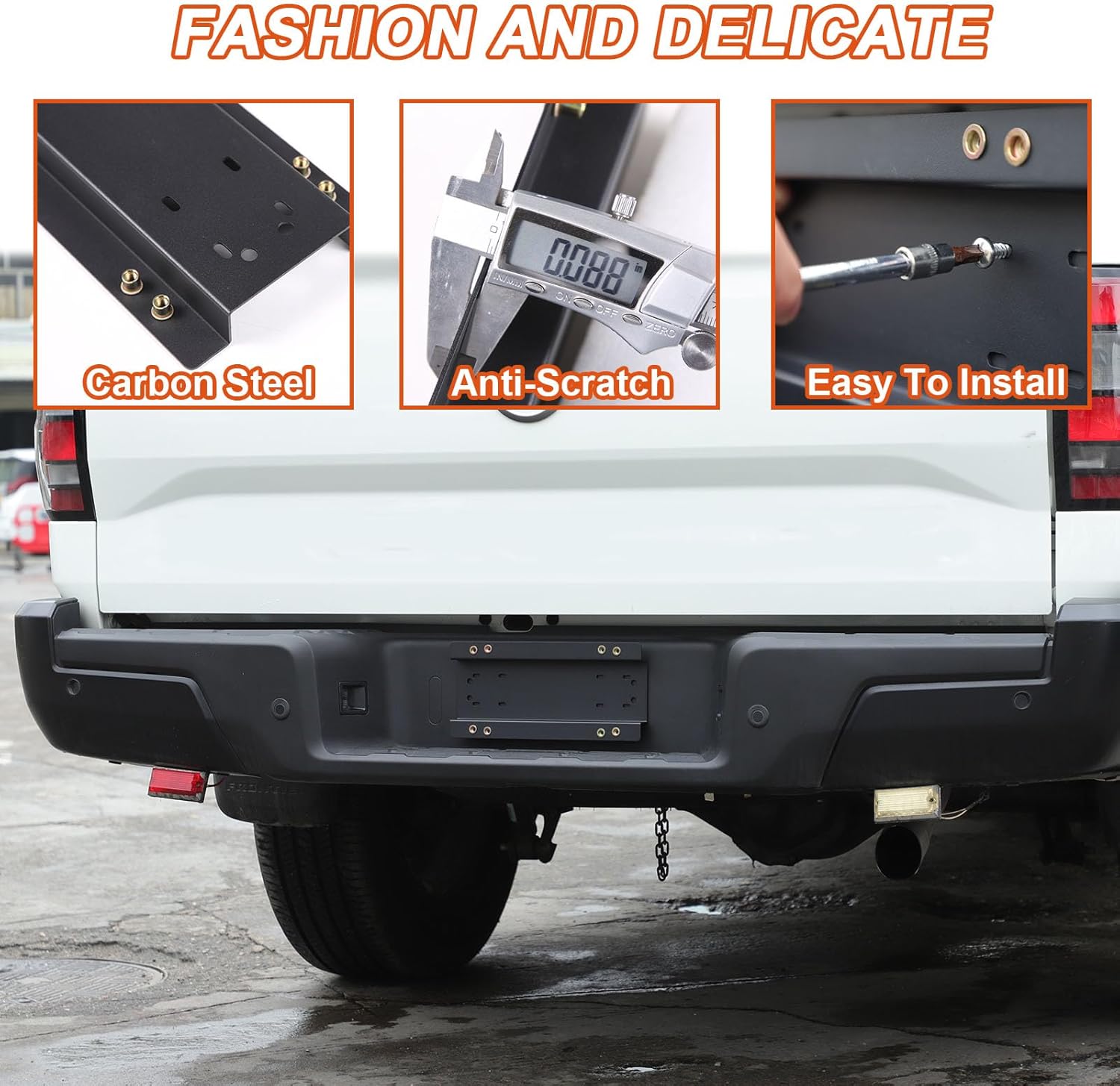 Rear License Plate Mount Frame Bracket Compatible with Nissan Frontier 2022-2025,Carbon Steel Black License Plate Frames Holder Kit Accessories