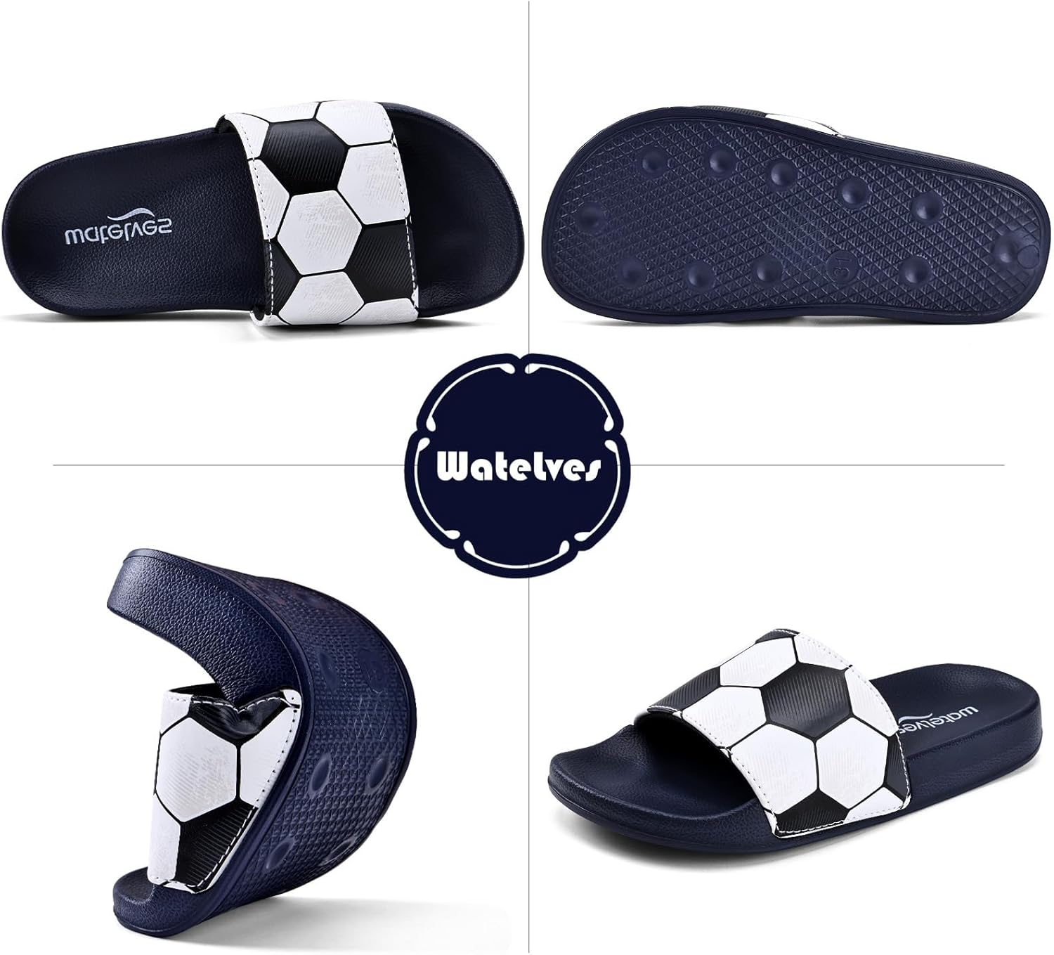 WateLves Girls & Boys Slide Sandals Kids Summer Slippers Slip On for Outdoor Beach Pool Shower (Little Kid/Big Kid) - Image 5