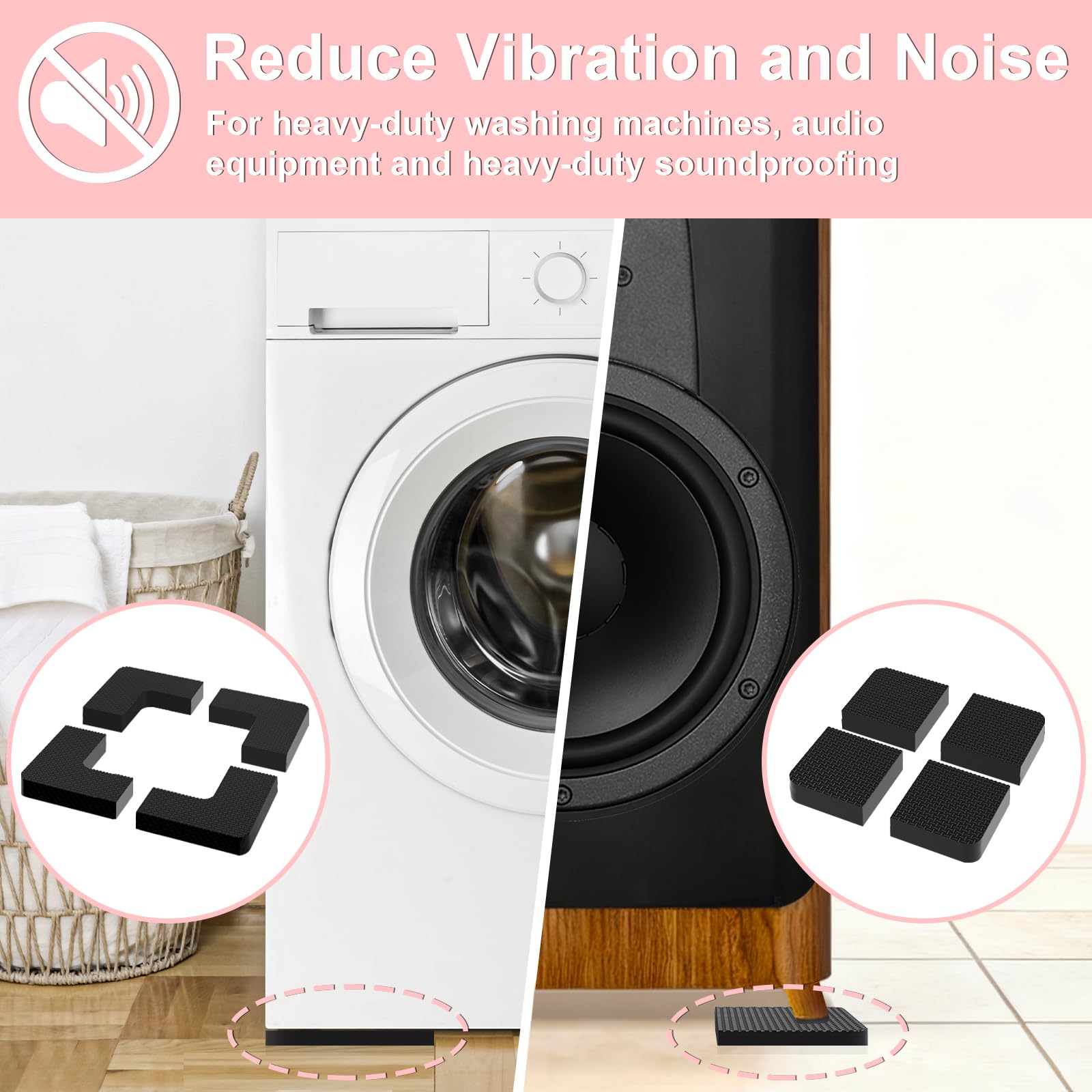 NIUXX 3 en 1 Patin Anti Vibration Lave Linge 2cm Épaisseur Tapis Anti-Vibration en EVA Socle Modulaire DIY sans Découpe Antidérapant et Stable Kit pour 3 Machines à Laver et Autres Appareils Ménagers