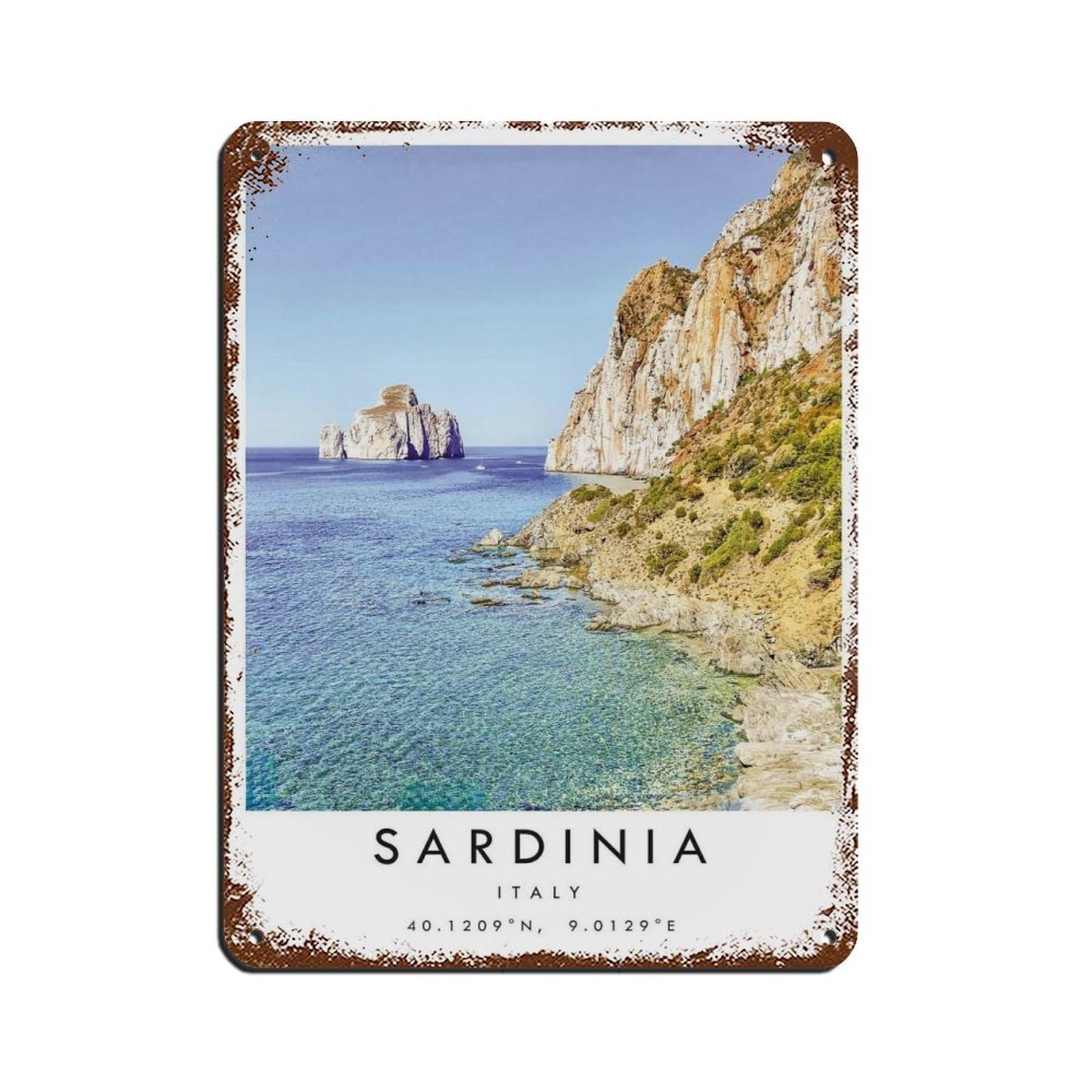 Sardinia Travel, Sardinia Poster Tin Sign Vintage Metal Pub Club Cafe Bar Home Wall Art Decoration Poster Retro 12x16inch(30x40cm)