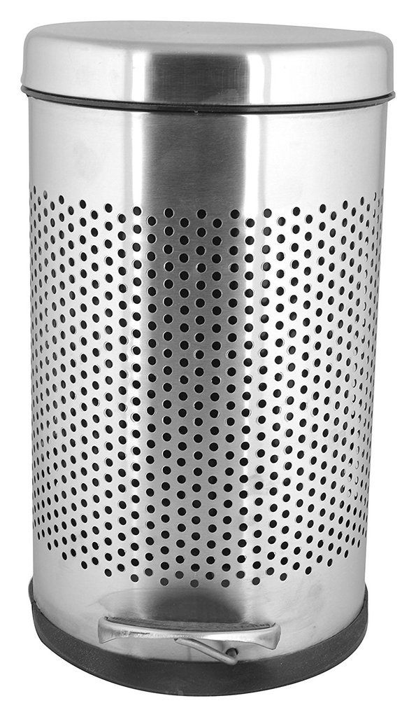 ROYAL SHAPPIRE Stainless Steel Perforated Pedal Dustbin, Perforated Pedal Garbage Bin with Plastic Bucket 8" x 12'' (8 litre)