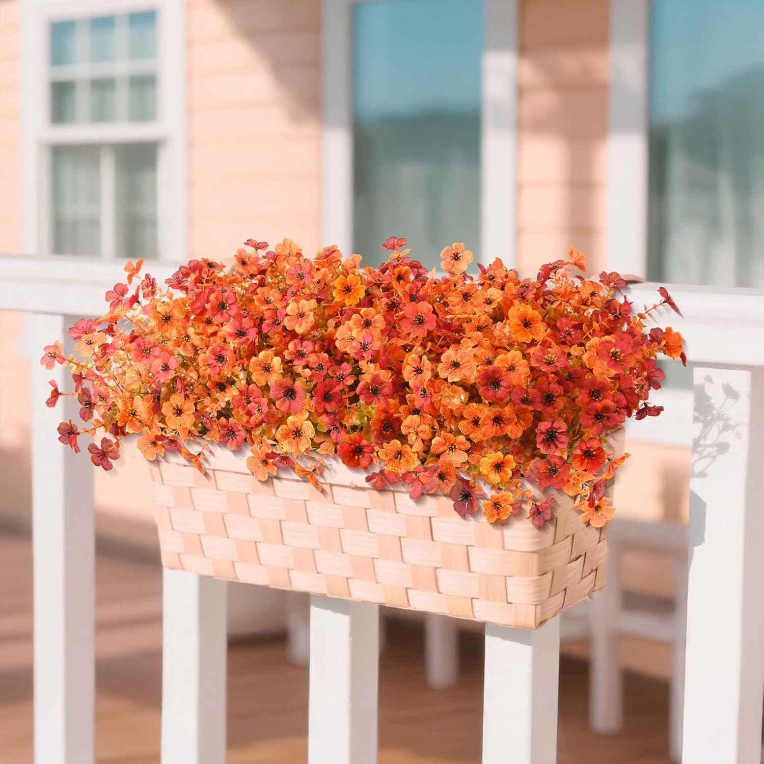 Artificial Fall Flowers for Outdoor, 12 Bundles 4 Colors Faux Mums Fake Fall Plants for Decoration, UV Resistant No Fade Silk Plastic Flower for Autumn Porch Patio Planters Windowbox Yard Garden - Image 3