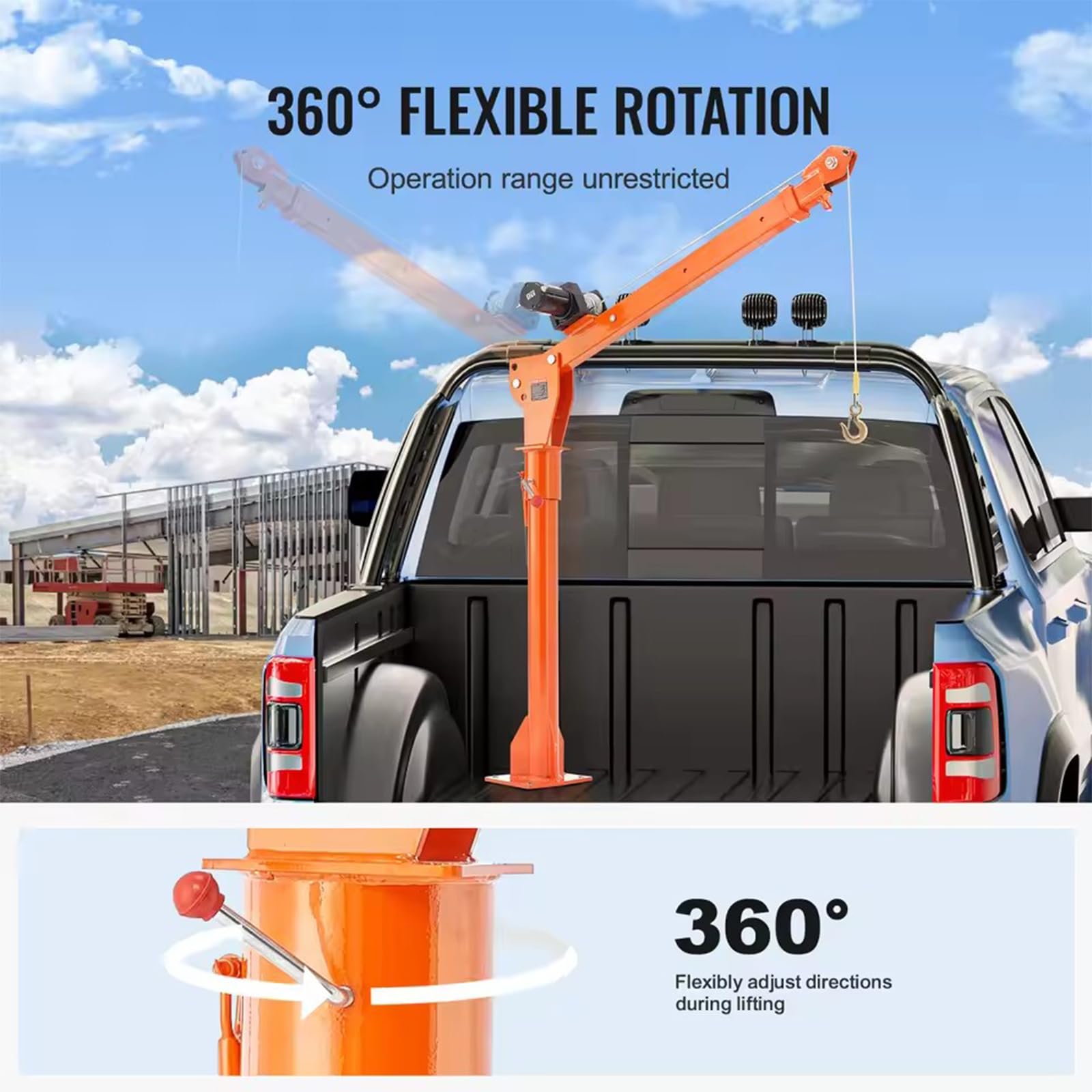 SDdPulse Grúa eléctrica con cabrestante - Capacidad de 499 kg, giro de 360° para una fábrica eficiente y elevación de mercancías