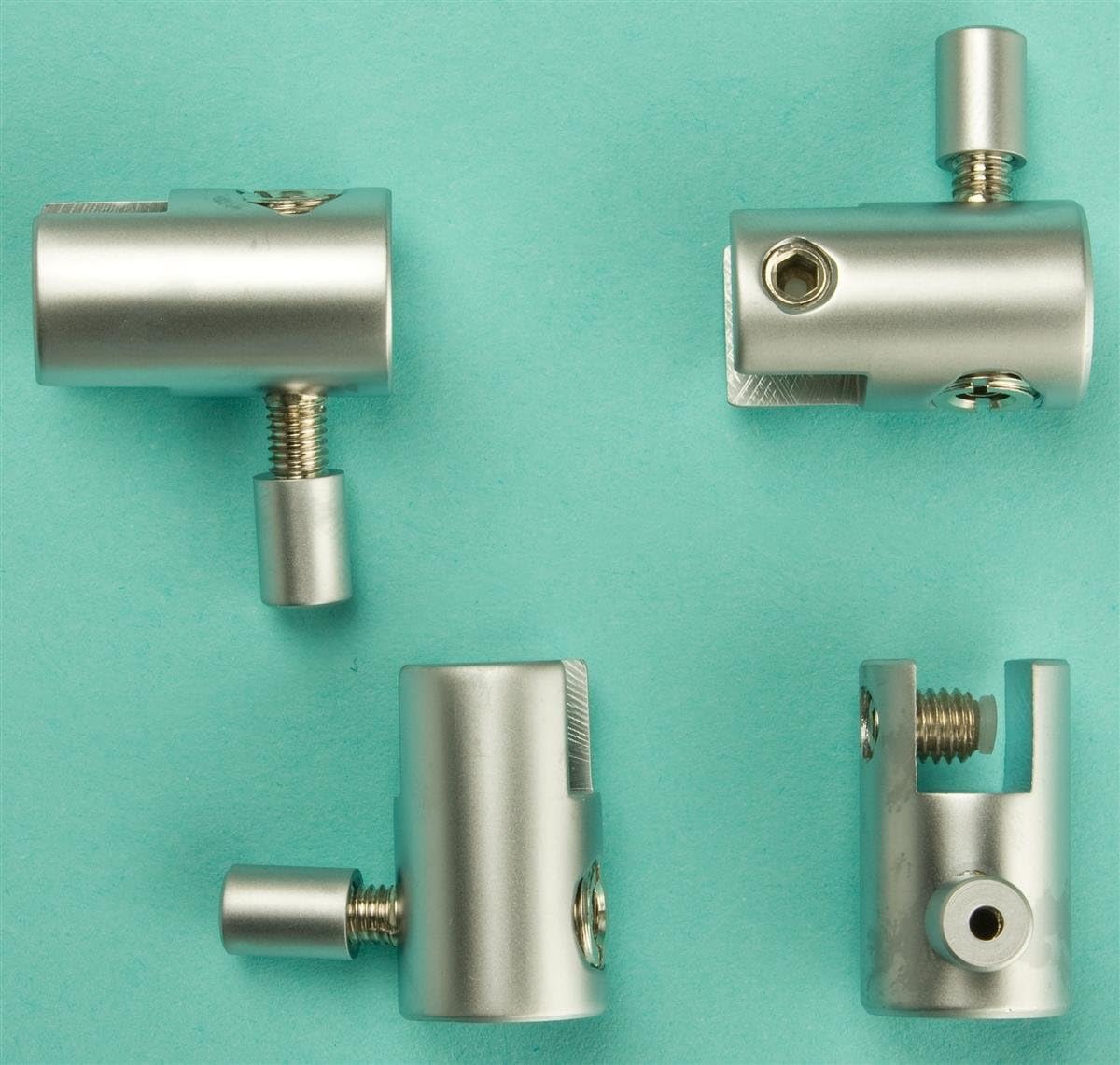 Set of (8) - 5/8 x 1-Inch Cable Panel Clamps, Silver Satin Finish For Mounting Additional Sign Panels